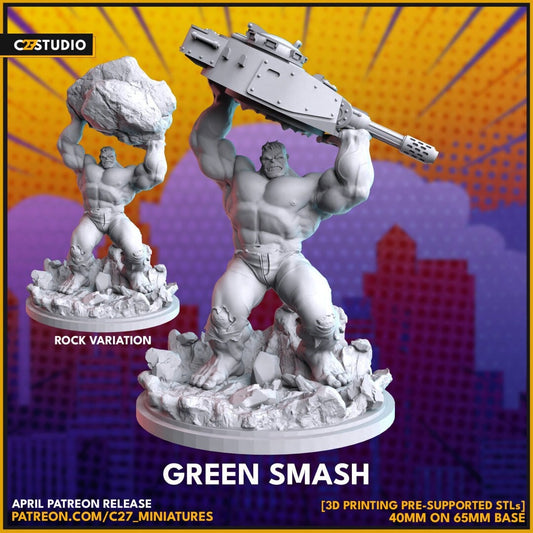 The Hulk / Green Smash 40mm miniature (sculpted by C27 collectibles) (Crsis Protocol Proxy/Alternative)