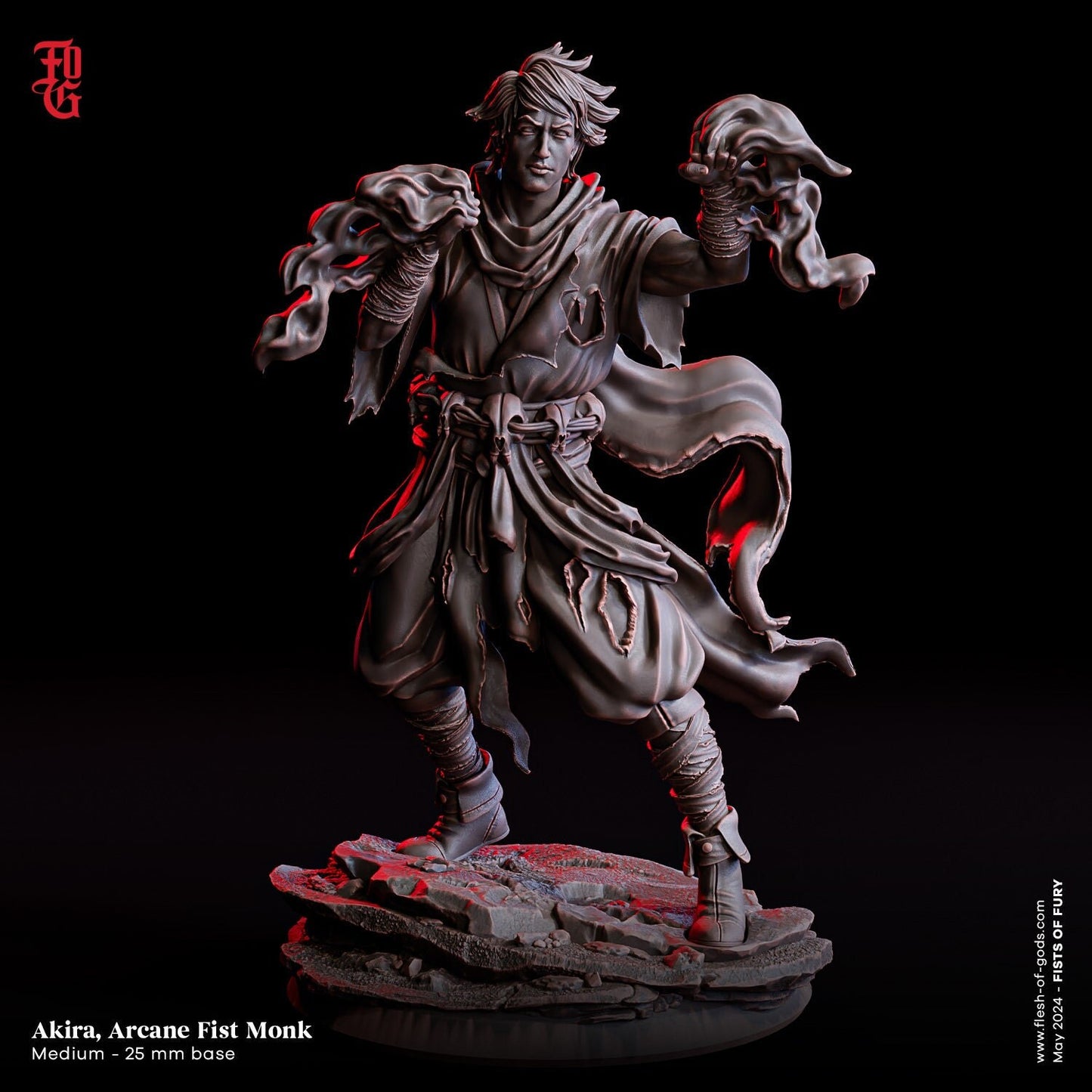 Akira, Arcane Fist Monk - Fists of Fury (sculpted by Flesh of Gods miniatures)