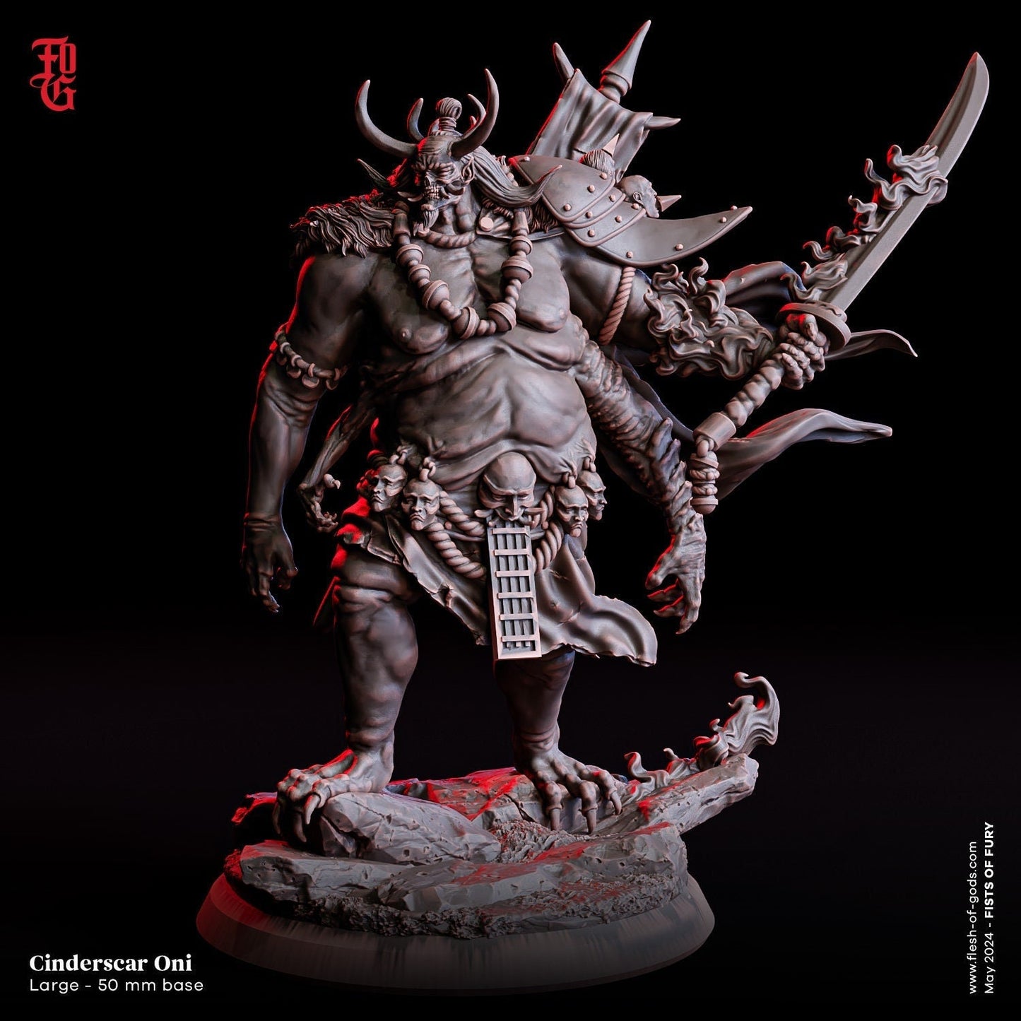 Cinderscar Oni - Fists of Fury (sculpted by Flesh of Gods miniatures)