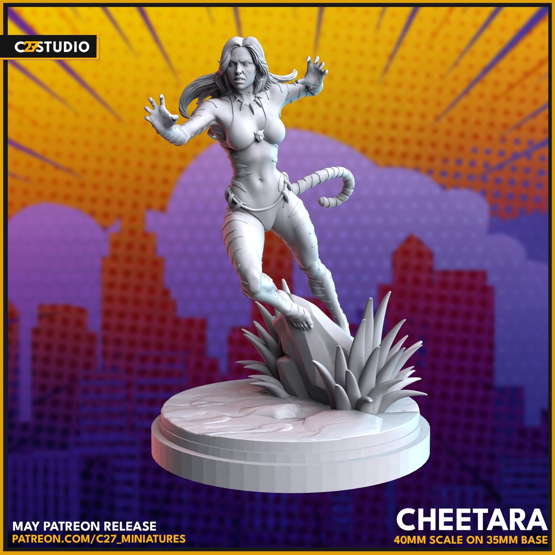 Tigra / Cheetara 40mm miniature (sculpted by C27 collectibles) (Crisis Protocol Proxy/Alternative)