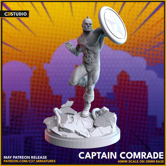 Red Guardian / Captain Comrade 40mm miniature (sculpted by C27 collectibles) (Crisis Protocol Proxy/Alternative)