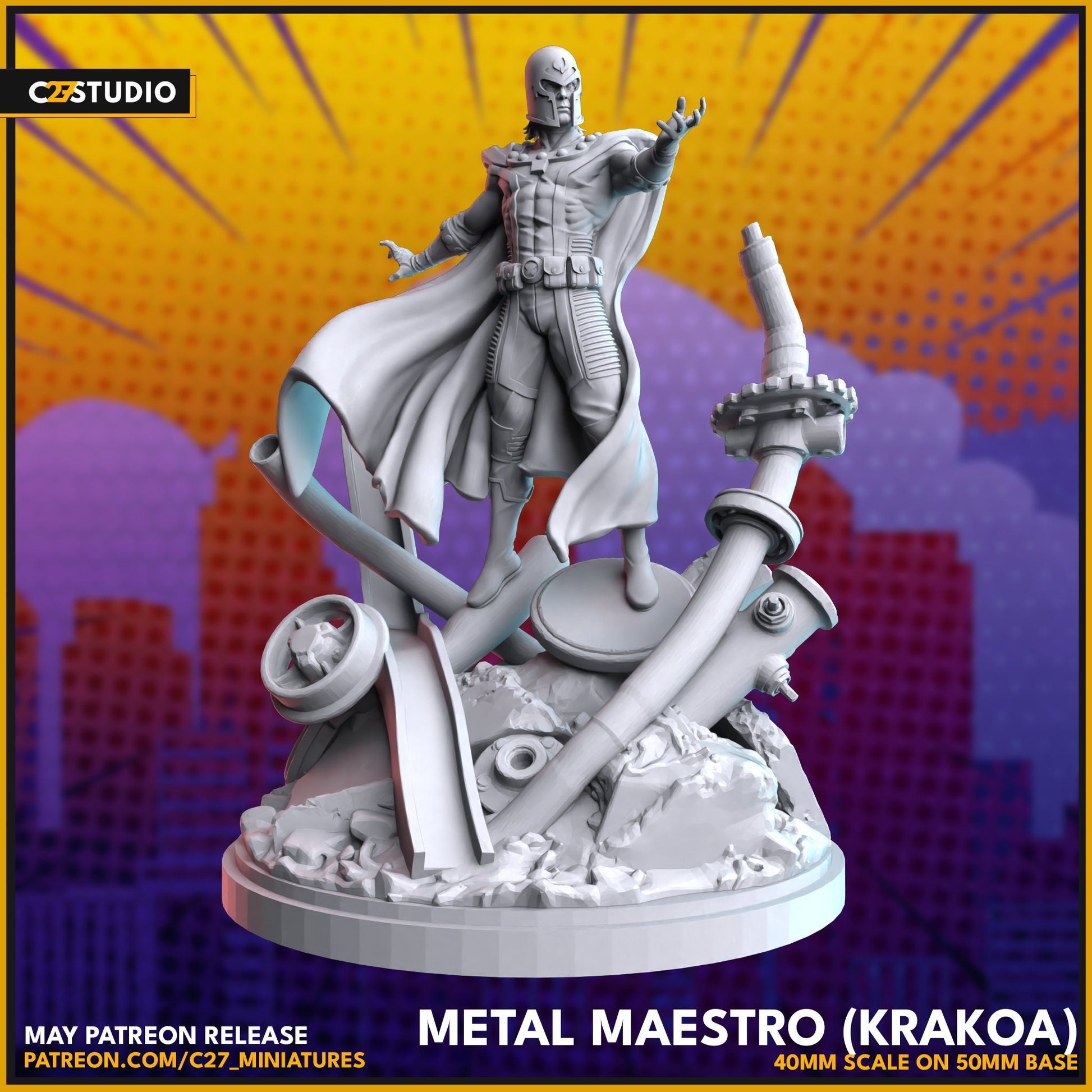 Magneto (Krakoa) // Metal Maestro 40mm miniature (sculpted by C27 collectibles) (Crisis Protocol Proxy/Alternative)