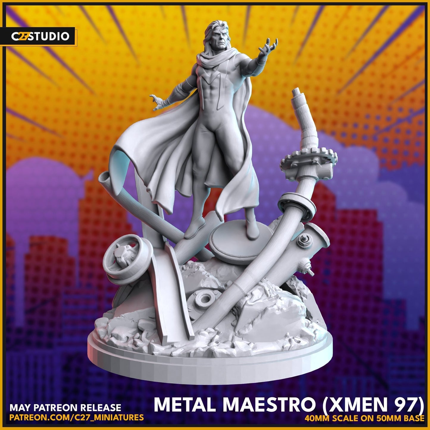 Magneto (97) // Metal Maestro 40mm miniature (sculpted by C27 collectibles) (Crisis Protocol Proxy/Alternative)