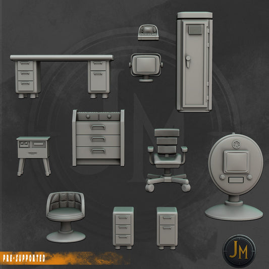 Bunker Furniture Set - Nukeworld (Sculpted by Jandro Miniatures)