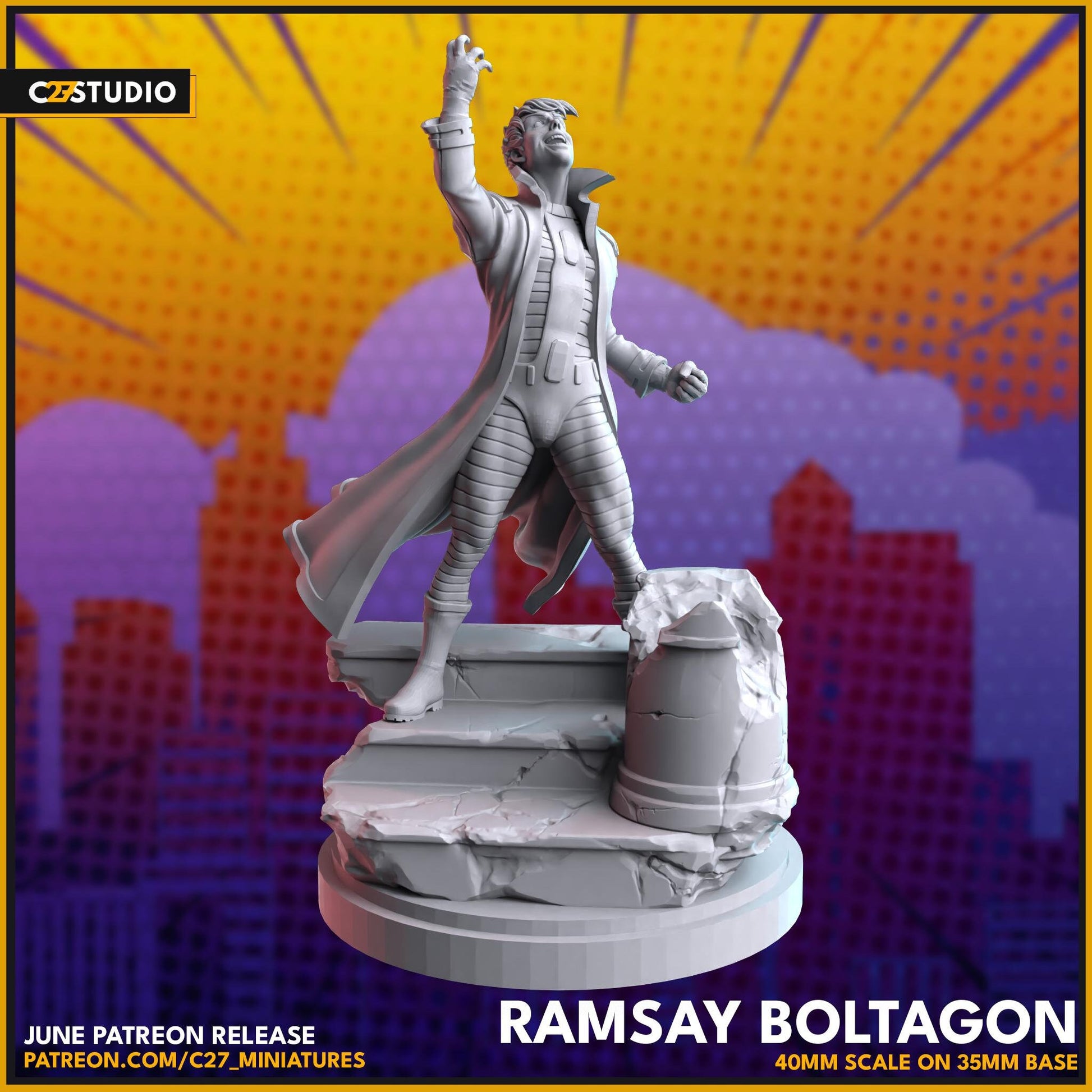 Maximus / Ramsay Boltagon 40mm miniature (sculpted by C27 collectibles) (Crisis Protocol Proxy/Alternative)