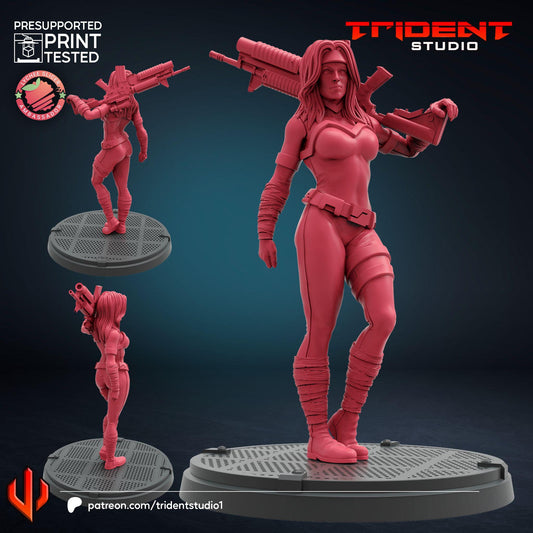 Silver Sable A (Fan art sculpted by Trident Studio) (Crisis Protocol Proxy/Alternative)
