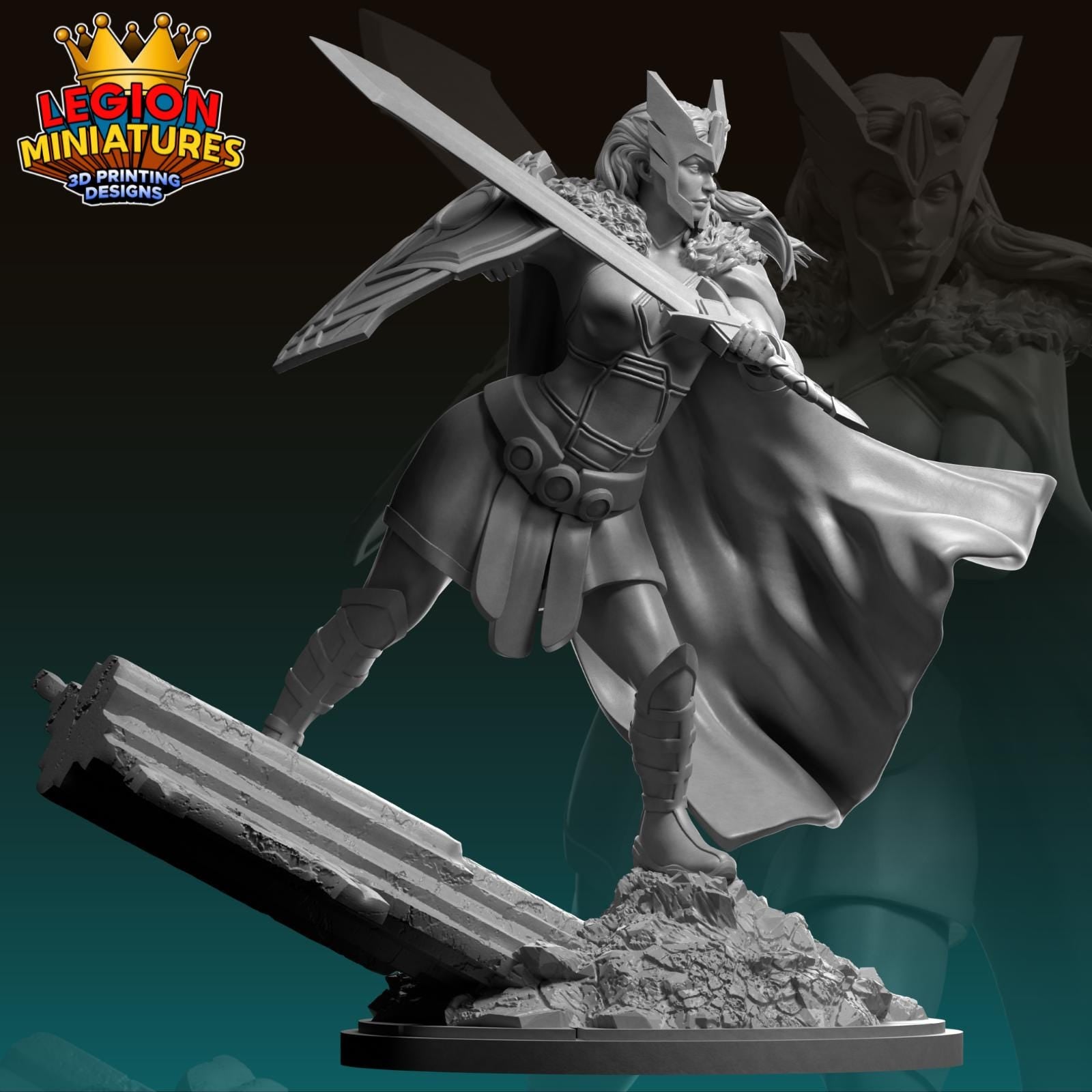 Sif Fan-Art 40mm Miniature (Sculpted by Legion Miniatures) (Crisis Protocol Proxy/Alternative)