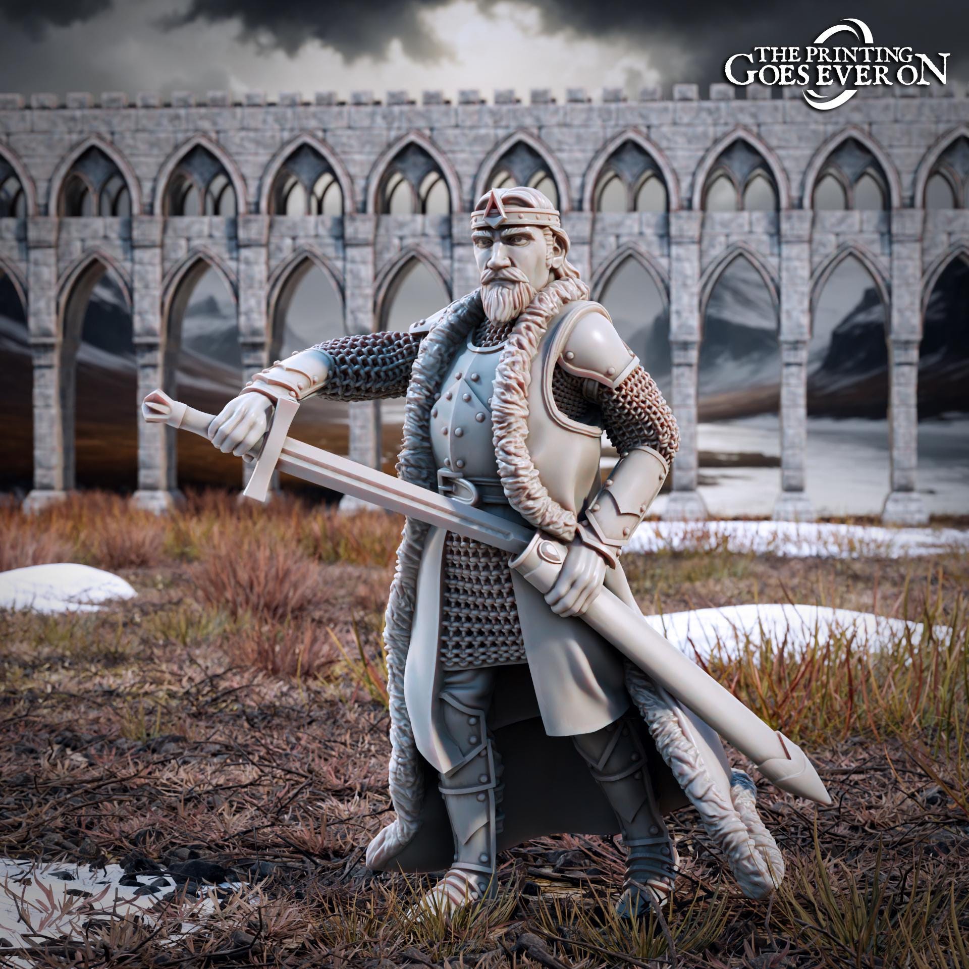 King Arvelon - Mounted & On Foot (sculpted by Print Goes Ever On)