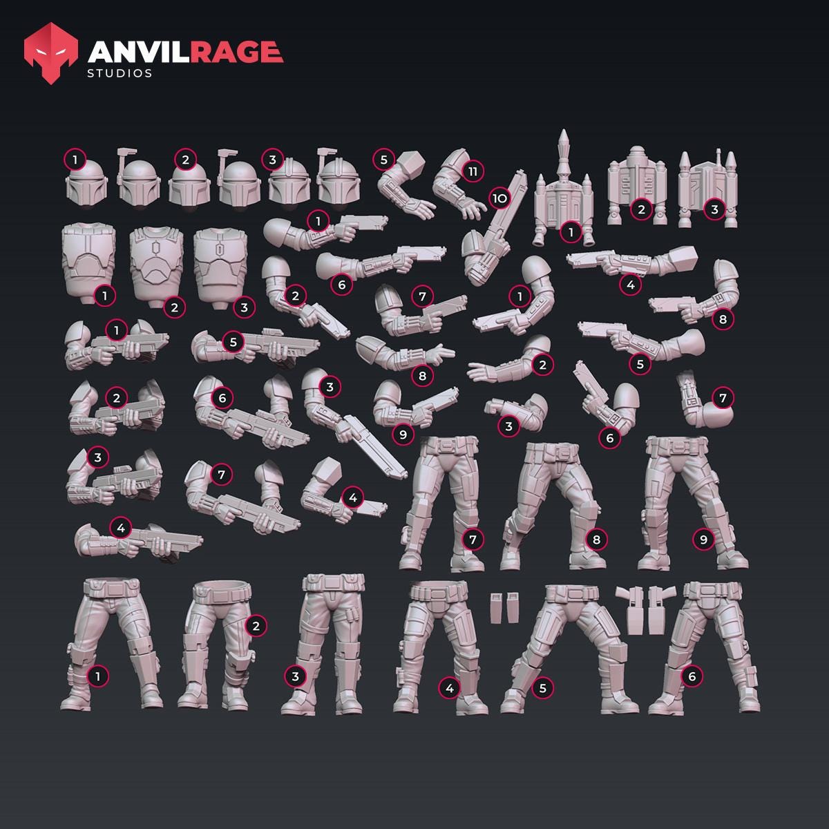Old Way Mercenaries - set of 9 (Sculpted by Anvilrage Studios)