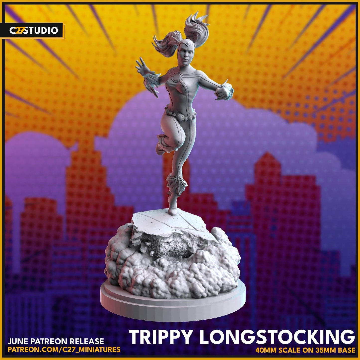Astra / Trippy Longstocking 40mm miniature (sculpted by C27 collectibles) (Crisis Protocol Proxy/Alternative)