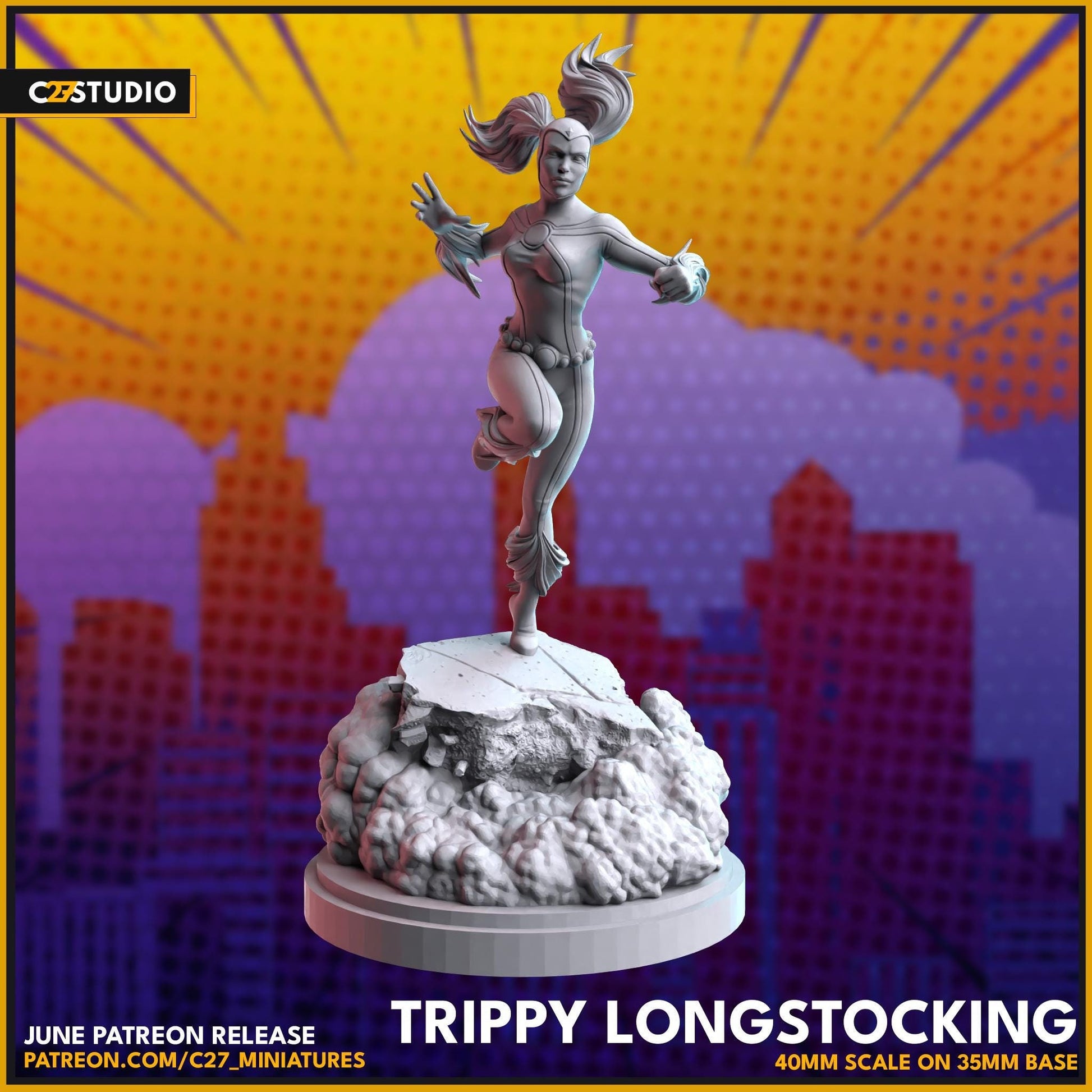 Astra / Trippy Longstocking 40mm miniature (sculpted by C27 collectibles) (Crisis Protocol Proxy/Alternative)