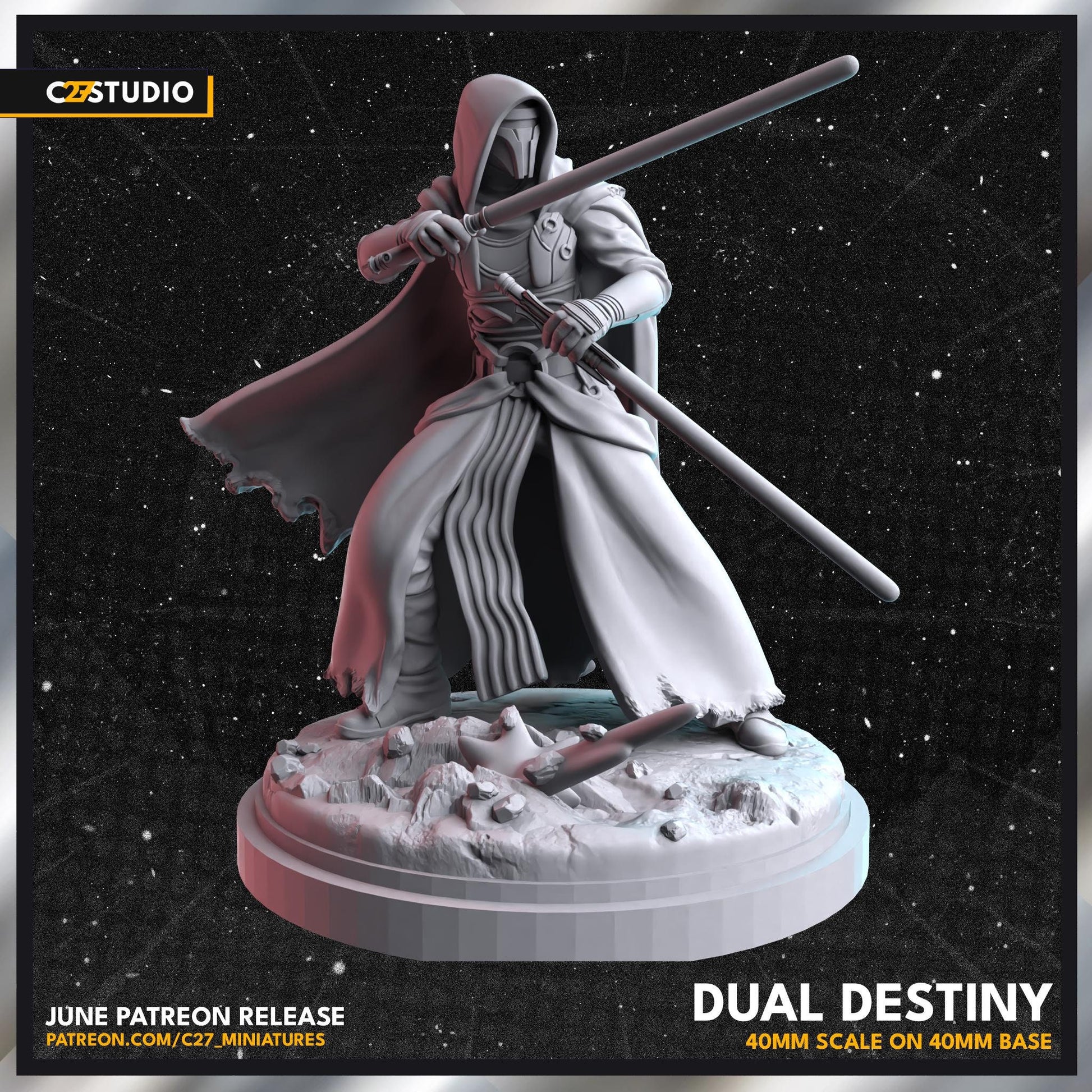 Darth Revan / Dual Destiny 40mm miniature (sculpted by C27 collectibles) (Crisis Protocol Proxy/Alternative)
