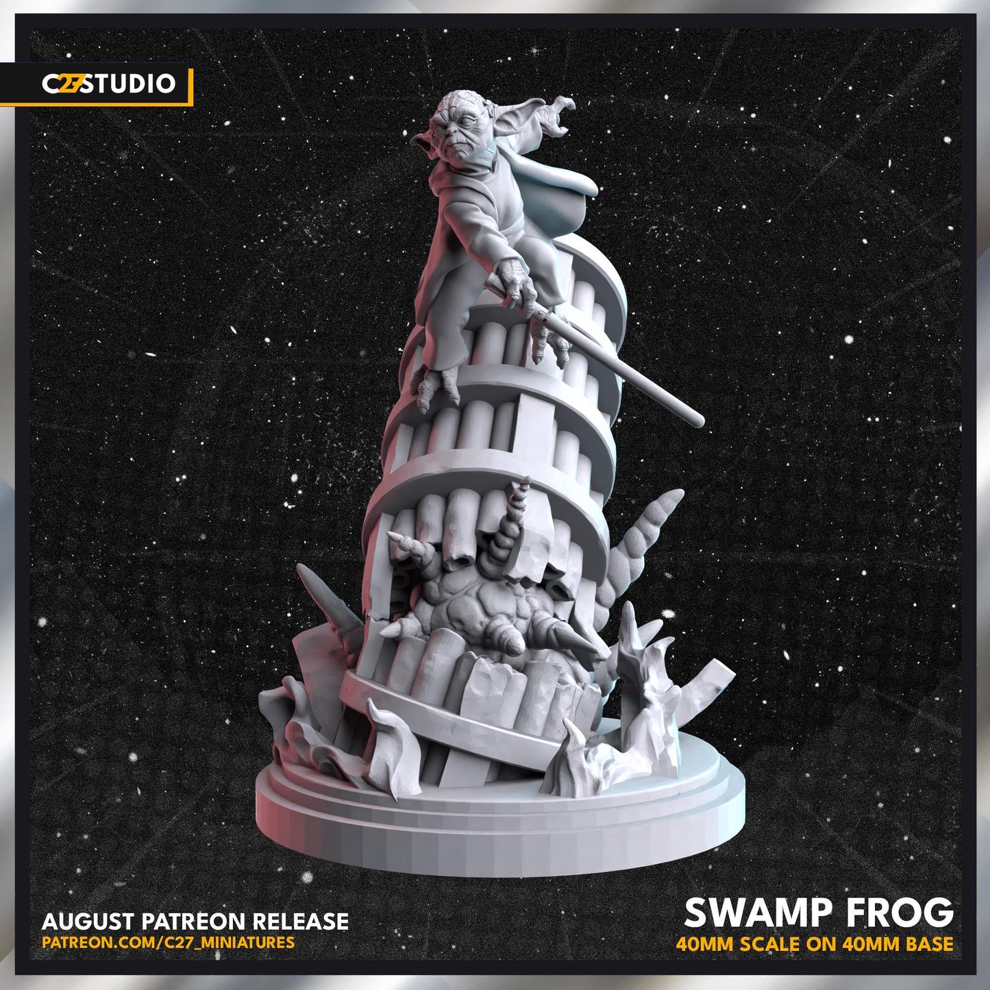 Yoda / Swamp Frog 40mm miniature (sculpted by C27 collectibles) (Crisis Protocol Proxy/Alternative)