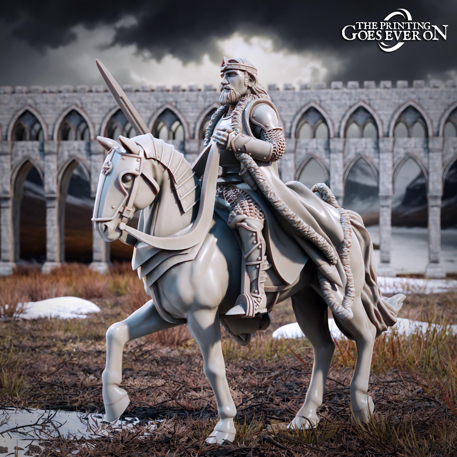 King Arvelon - Mounted & On Foot (sculpted by Print Goes Ever On)