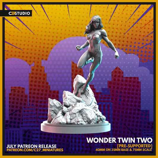 Aurora / Wondertwin Two 40mm miniature (sculpted by C27 collectibles) (Crisis Protocol Proxy/Alternative)