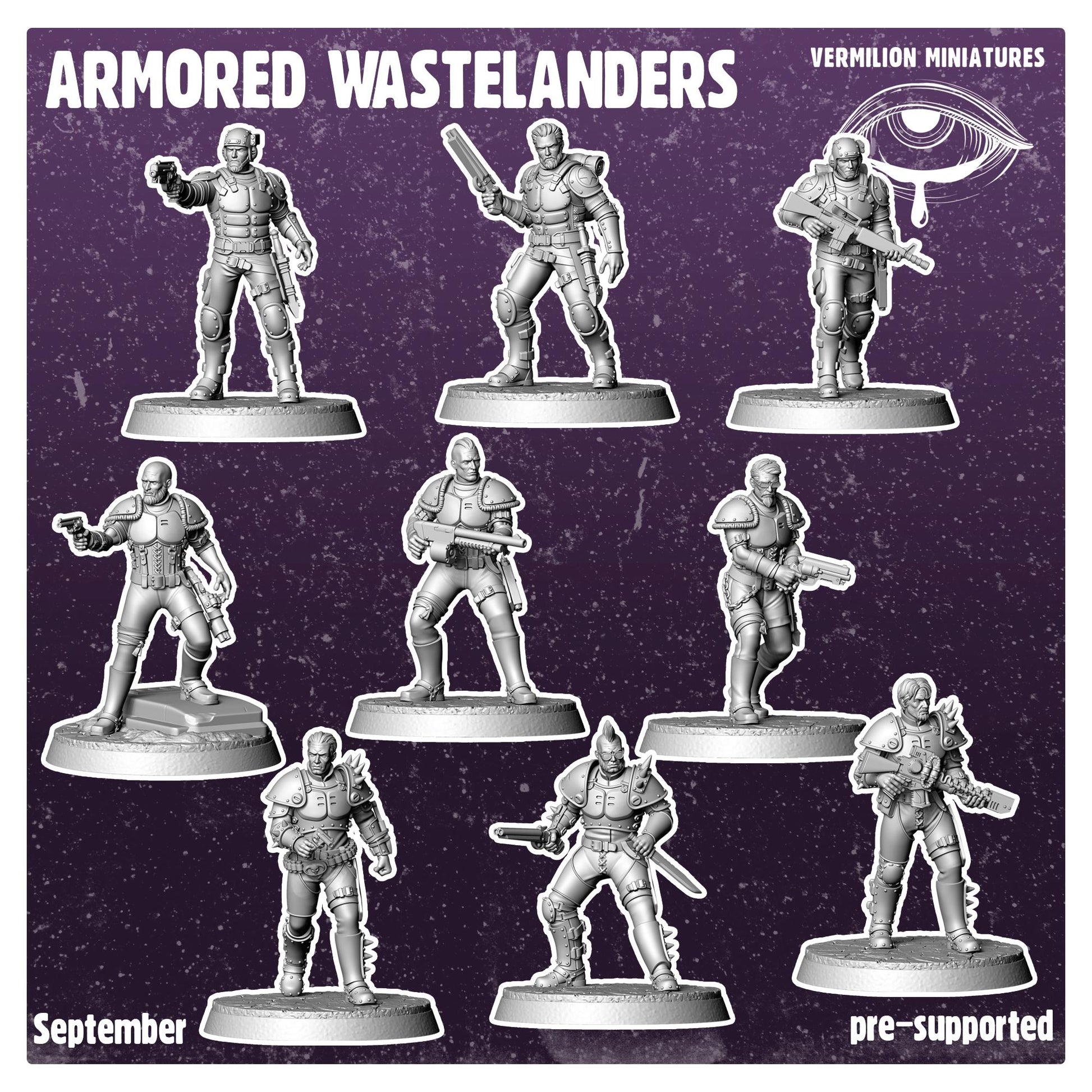 Armoured Wastelanders - set of 9 (Sculpted by Vermillion Miniatures)