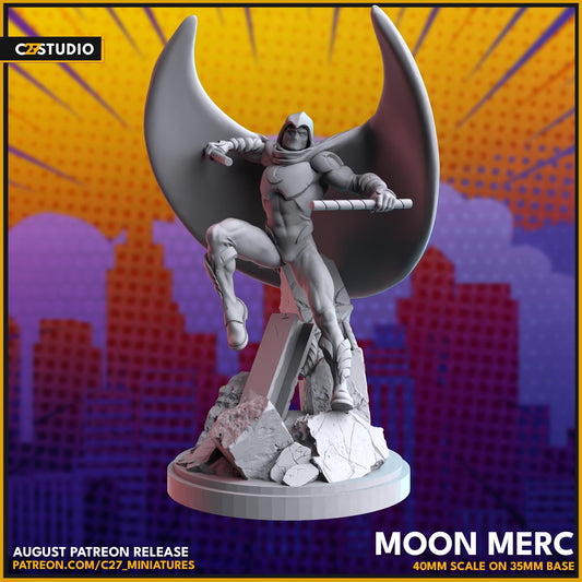 Moon Knight / Moon Merc 40mm miniature (sculpted by C27 collectibles) (Crisis Protocol Proxy/Alternative)