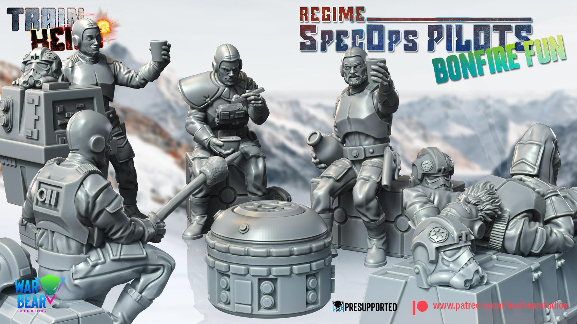 Regime SpecOps Pilots Bonfire Fun - Diorama set (Sculpted by War Bear Studios)