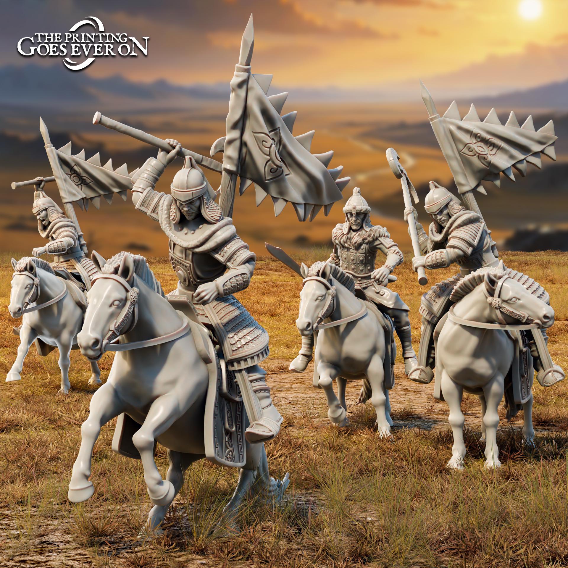 Golden Khanate Mounted Warriors - set of 4 (sculpted by Print Goes Ever On)