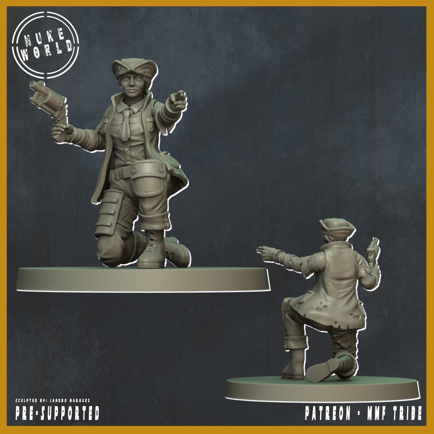 Shield of the People - Female 01 - Nukeworld (Sculpted by Jandro Miniatures)
