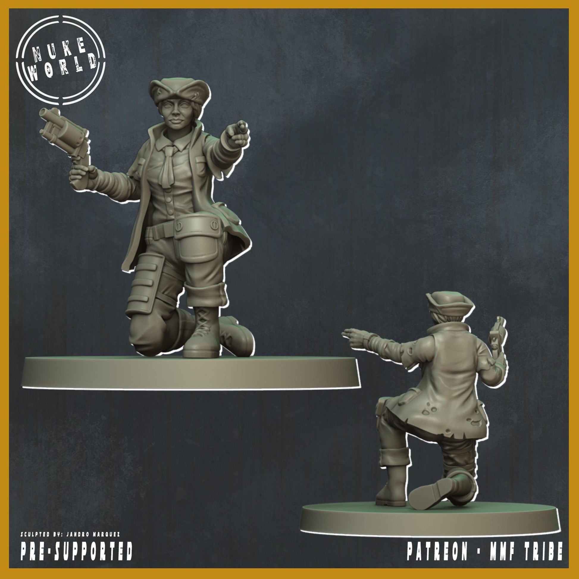 Shield of the People - Female 01 - Nukeworld (Sculpted by Jandro Miniatures)