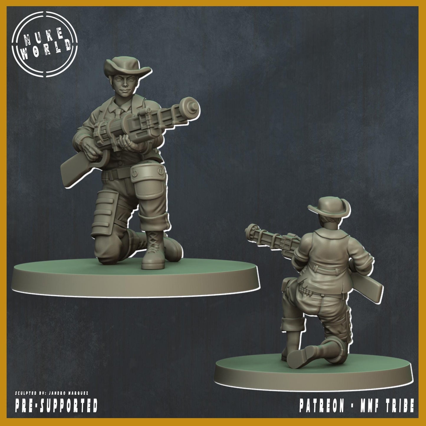 Shield of the People - Female 02 - Nukeworld (Sculpted by Jandro Miniatures)