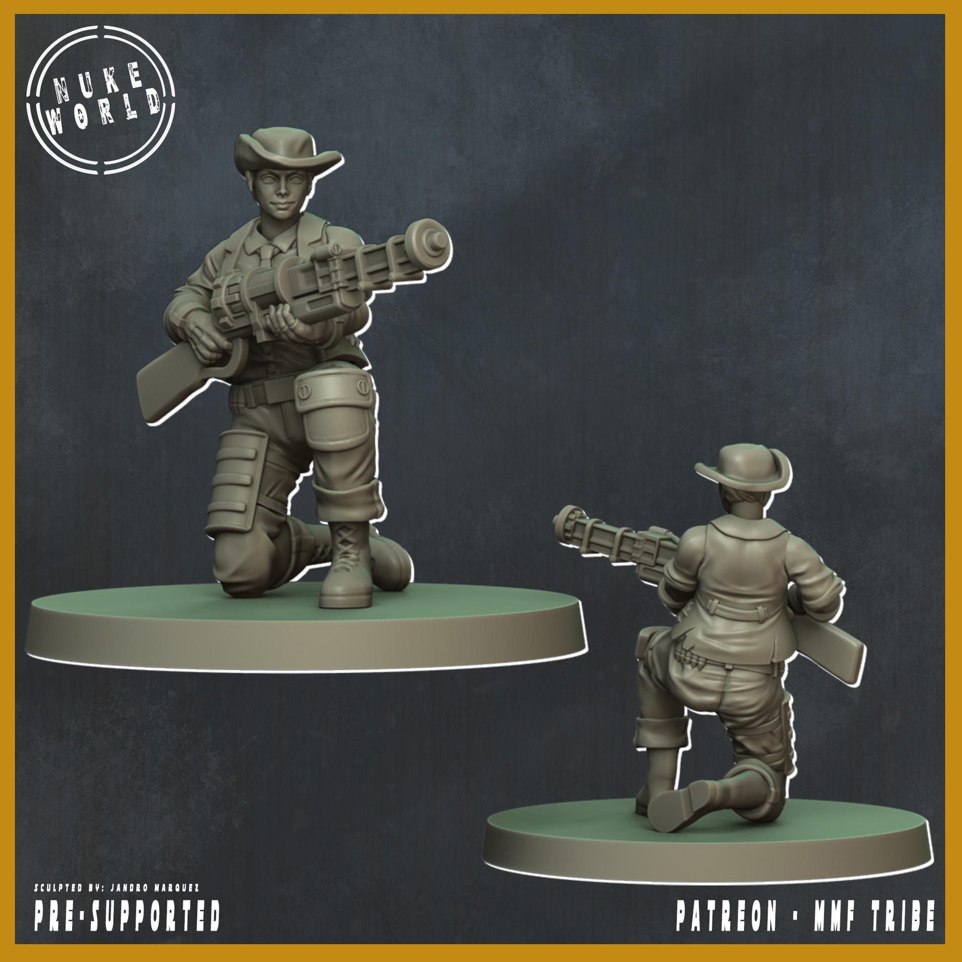 Shield of the People - Female 02 - Nukeworld (Sculpted by Jandro Miniatures)