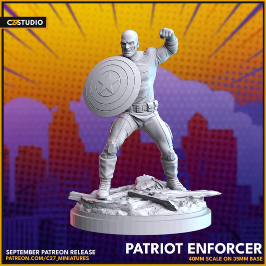 Patriot Enforcer / US Agent 40mm miniature (sculpted by C27 collectibles) (Crisis Protocol Proxy/Alternative)