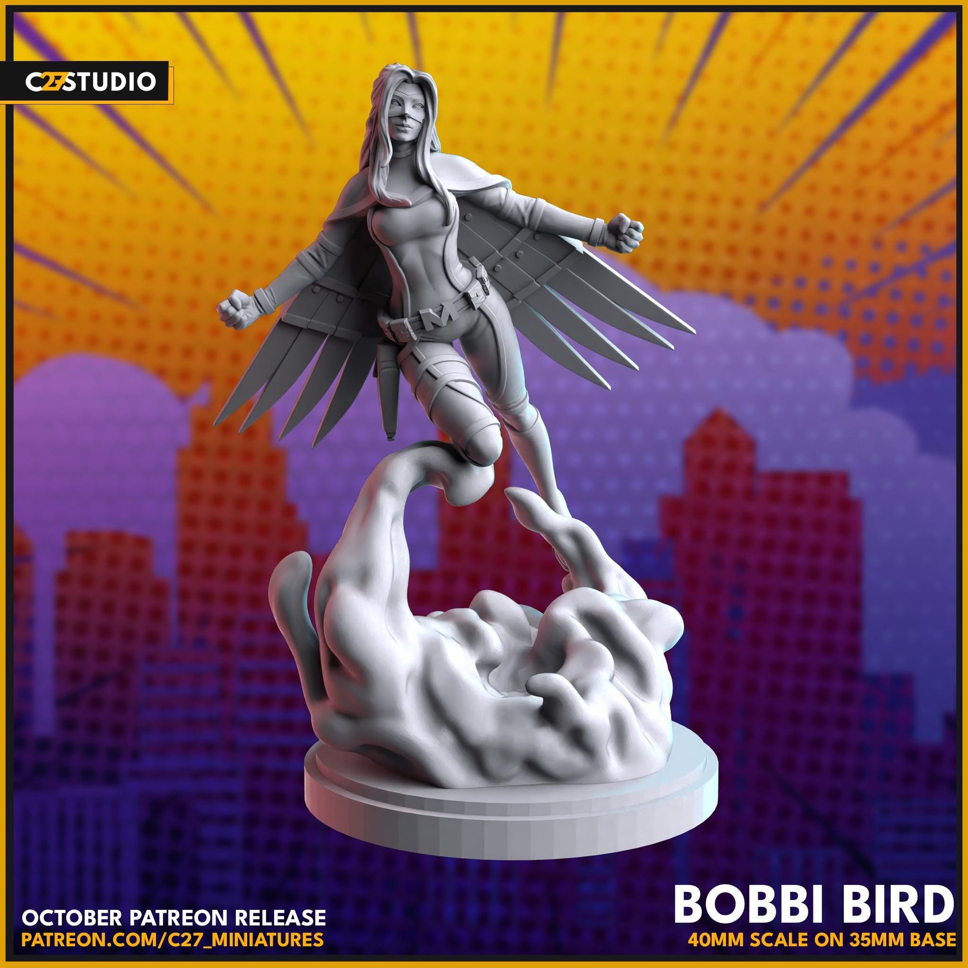 Mockingbird / Bobbi Bird 40mm miniature (sculpted by C27 collectibles) (Crisis Protocol Proxy/Alternative)