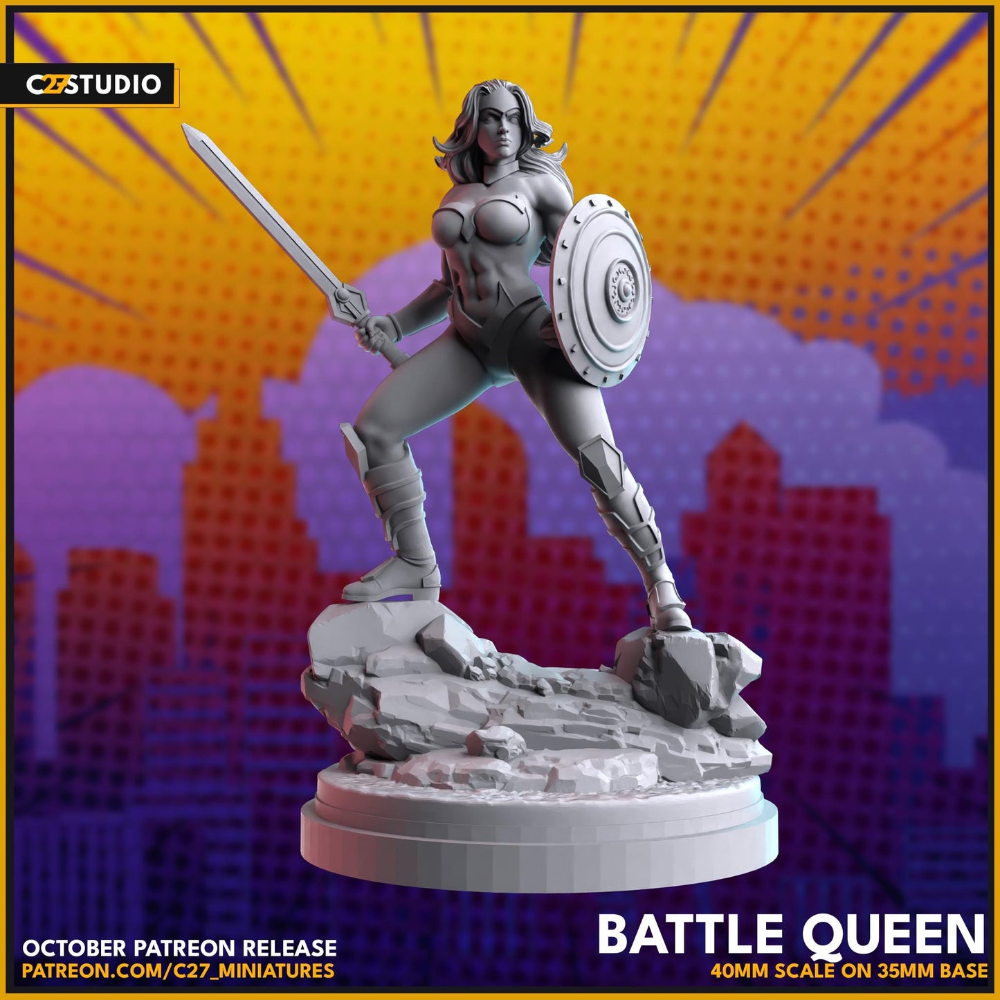 Power Princess / Battle Queen 40mm miniature (sculpted by C27 collectibles) (Crisis Protocol Proxy/Alternative)