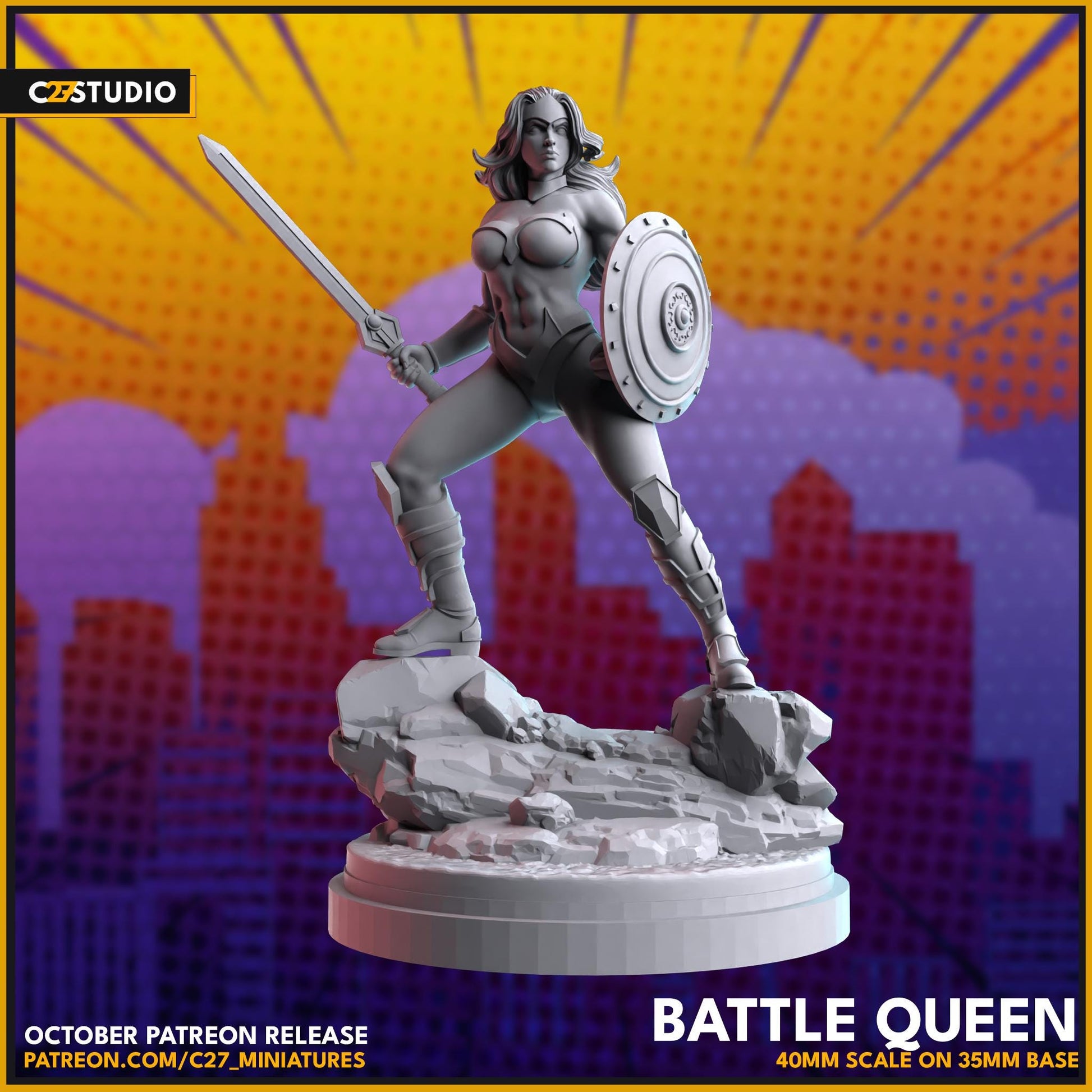 Power Princess / Battle Queen 40mm miniature (sculpted by C27 collectibles) (Crisis Protocol Proxy/Alternative)