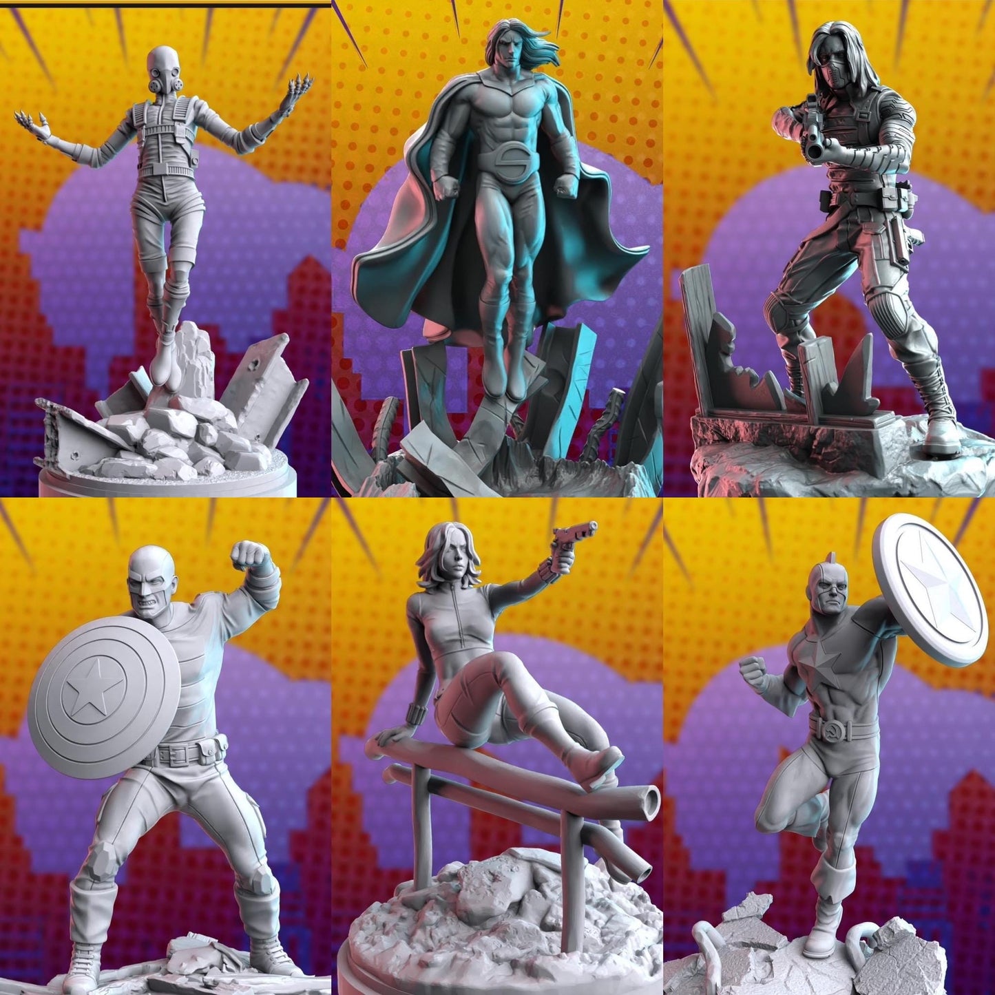 Thunderbolts - set of 6 - 40mm miniature (sculpted by C27 collectibles) (Crisis Protocol Proxy/Alternative)