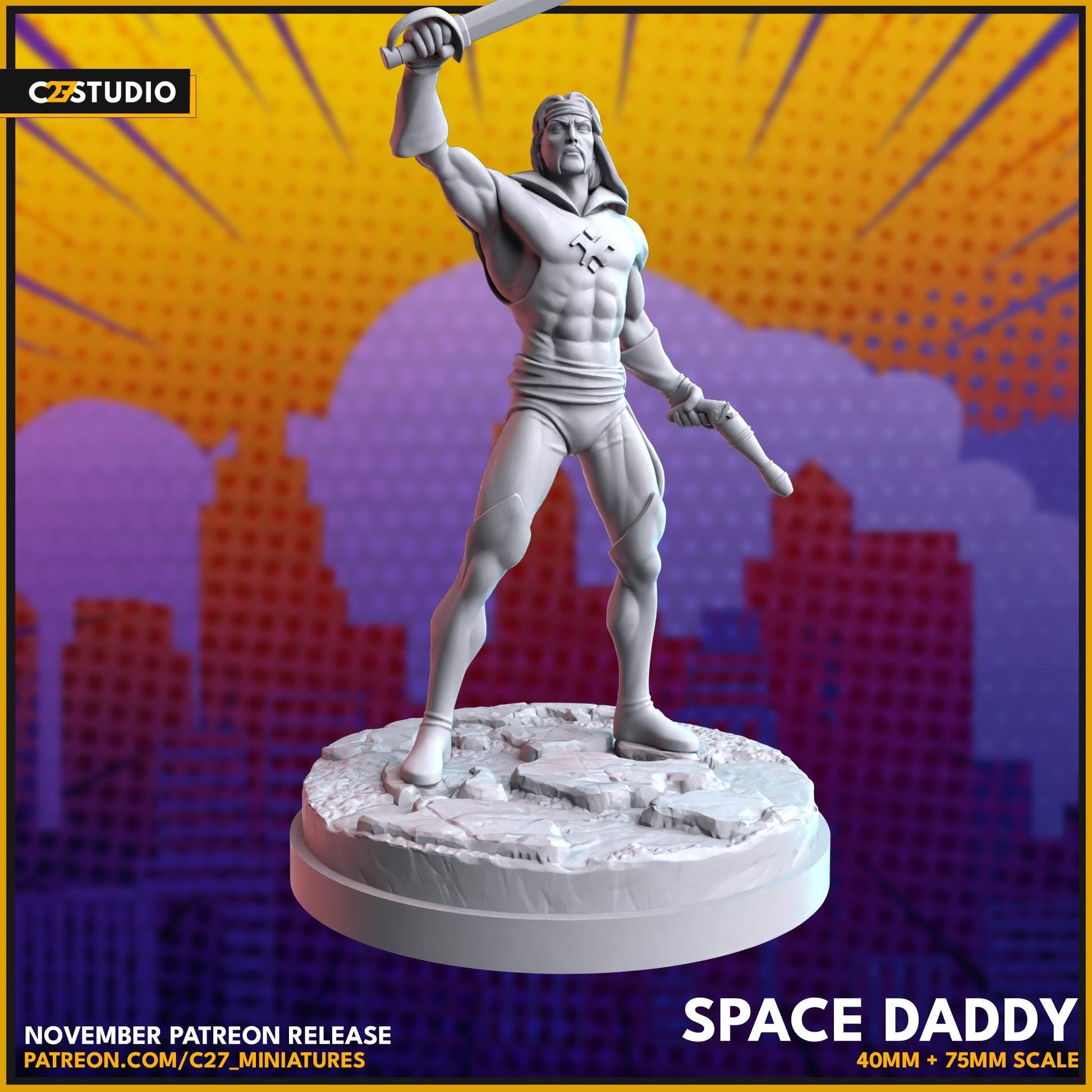 Corsair / Space Daddy 40mm miniature (sculpted by C27 collectibles) (Crisis Protocol Proxy/Alternative)