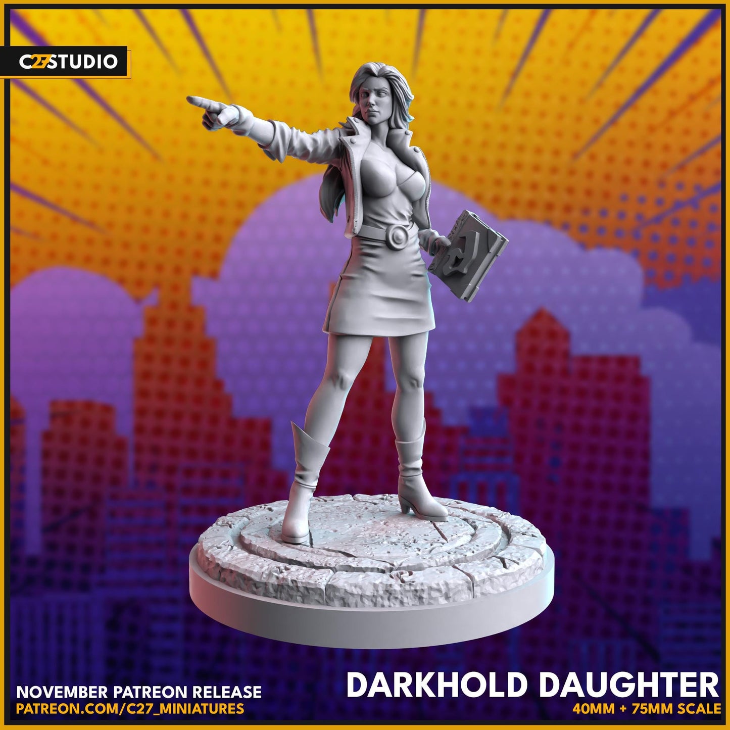Vicki Montessi / Darkhold Daughter 40mm miniature (sculpted by C27 collectibles) (Crisis Protocol Proxy/Alternative)