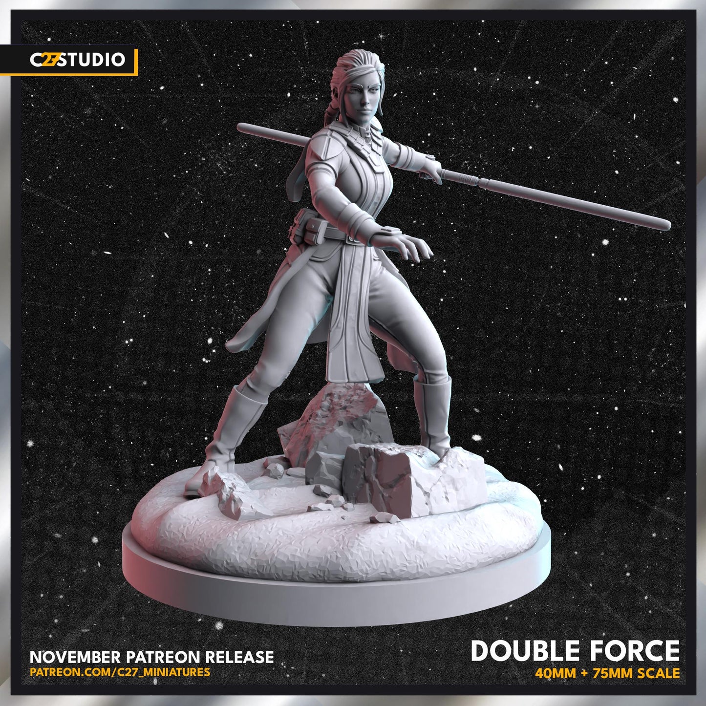 Bastila Shan / Double Force 40mm miniature (sculpted by C27 collectibles) (Crisis Protocol Proxy/Alternative)