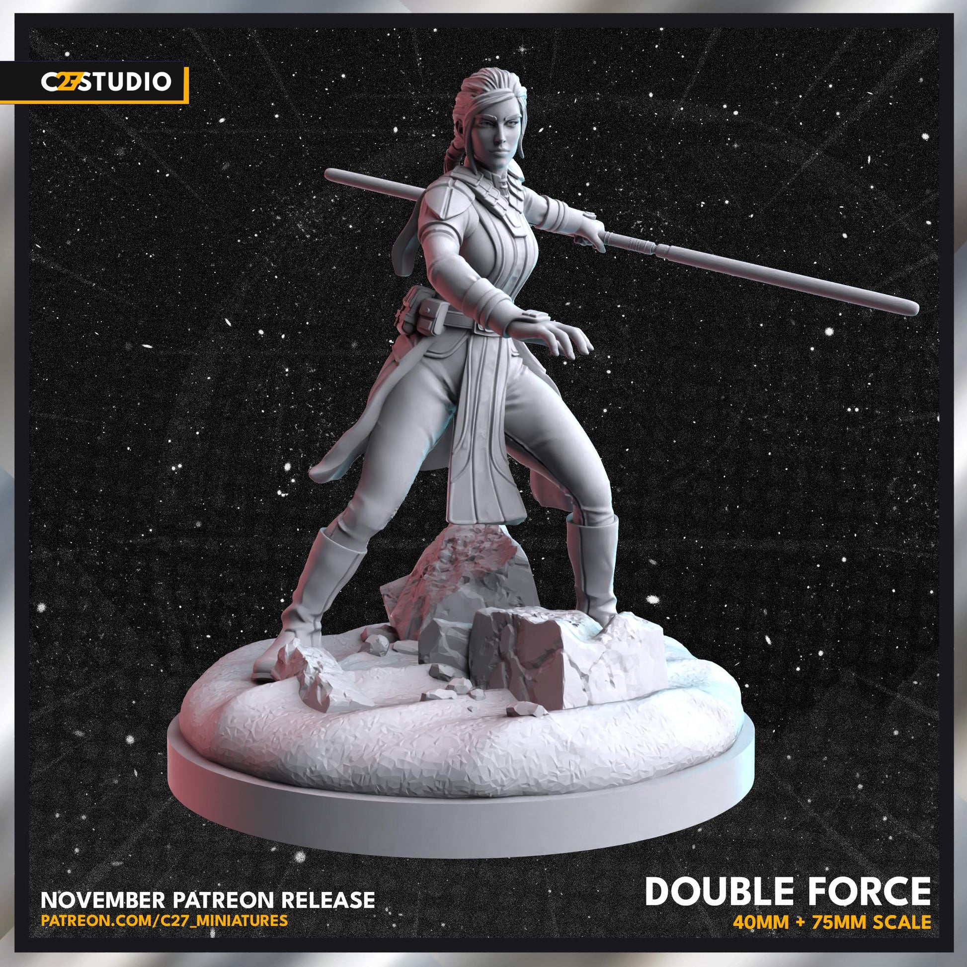 Bastila Shan / Double Force 40mm miniature (sculpted by C27 collectibles) (Crisis Protocol Proxy/Alternative)