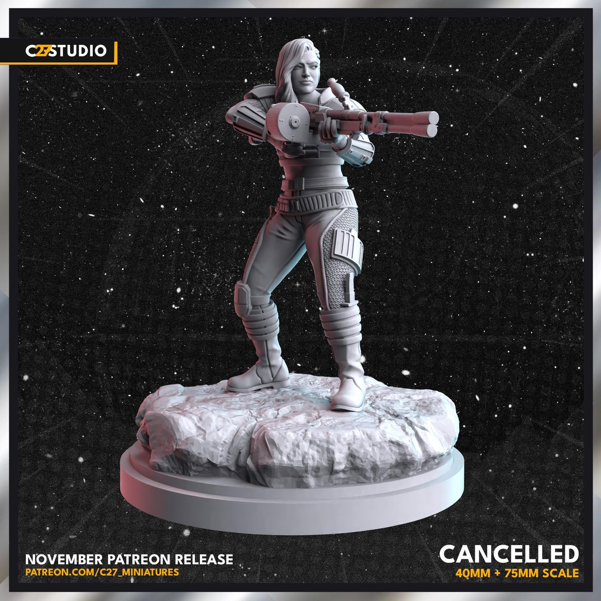 Cara Dune / Cancelled 40mm miniature (sculpted by C27 collectibles) (Crisis Protocol Proxy/Alternative)
