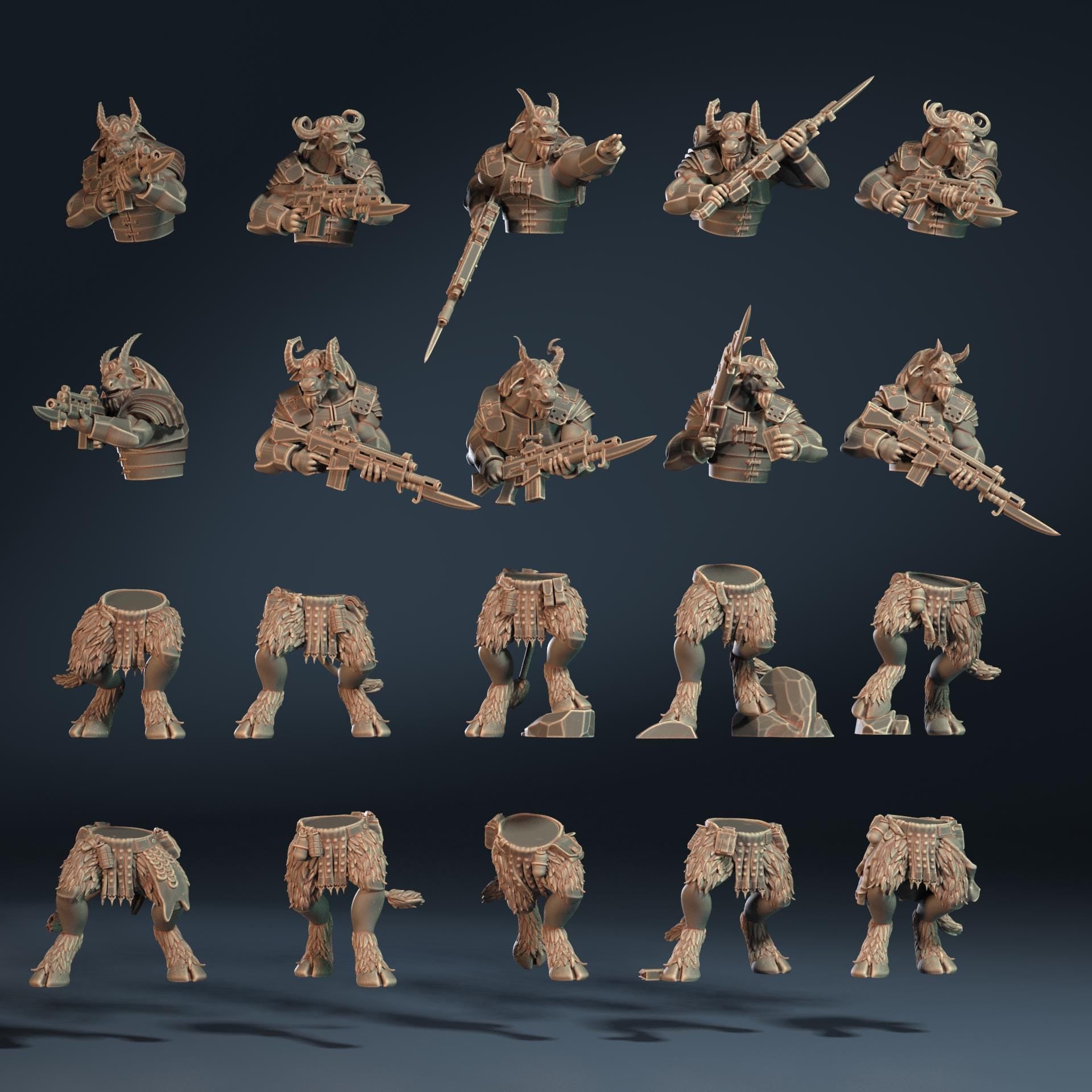 Roman Modular Satyr "Full Horn Infantry Herd" Auxilia (10) (sculpted by That Evil One)