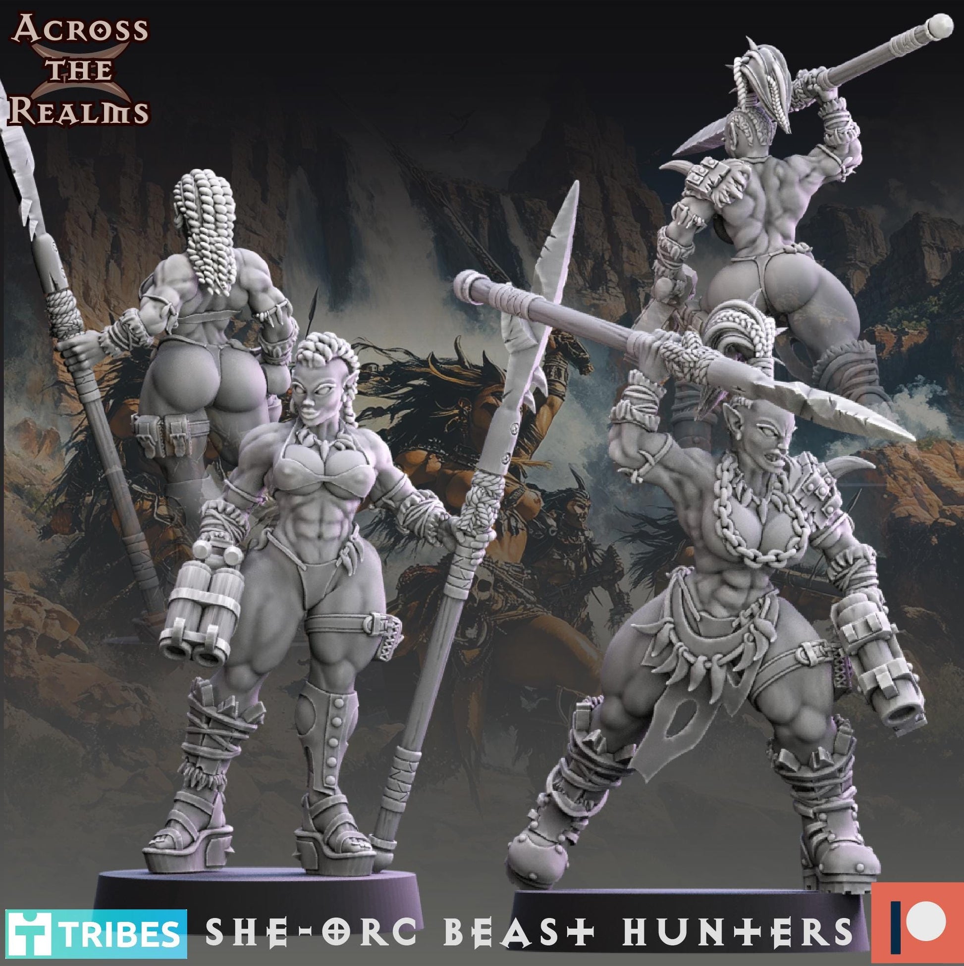 She-Orc Beast Hunters (10 Models) - (sculpted by Across the Realms)