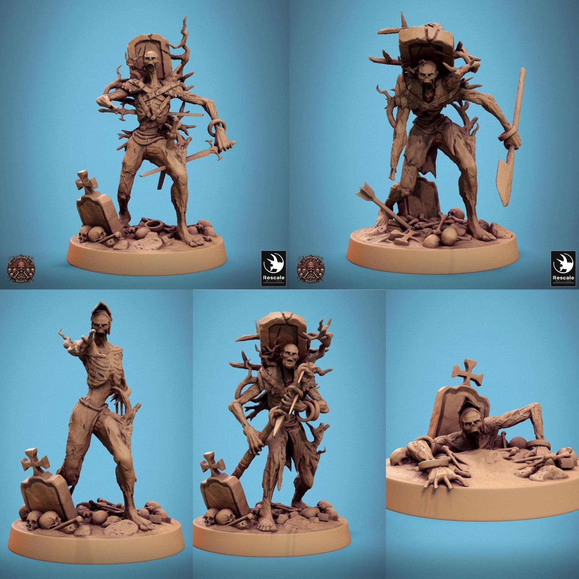 Zombie Pack - set of 25 - Conclave of Bones (Sculpted by Rescale Miniatures)