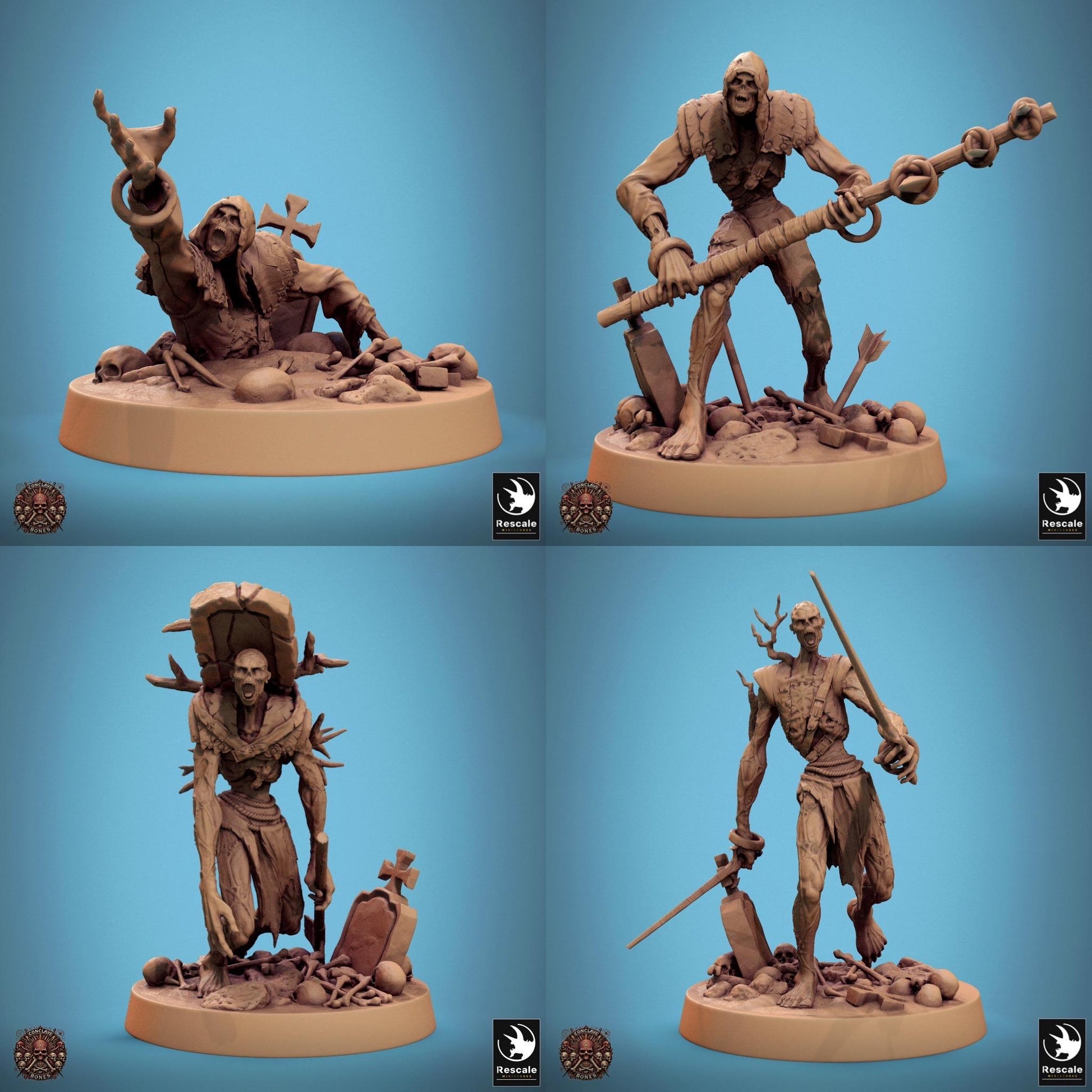 Zombie Pack - set of 25 - Conclave of Bones (Sculpted by Rescale Miniatures)