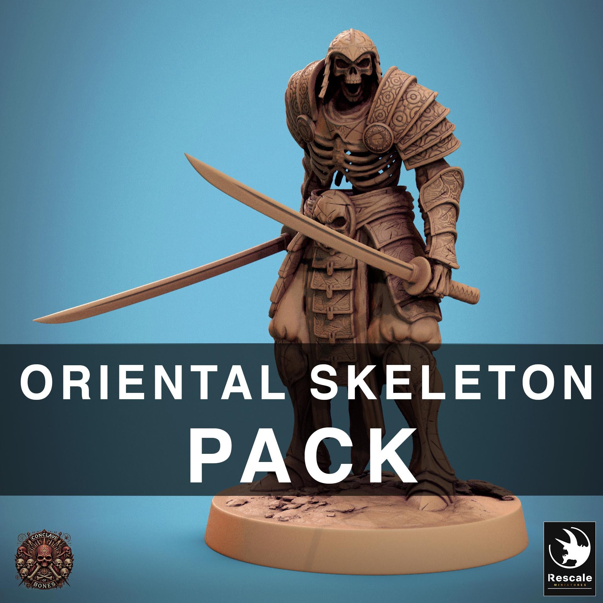 Oriental Skeleton Pack - set of 20 - Conclave of Bones (Sculpted by Rescale Miniatures)