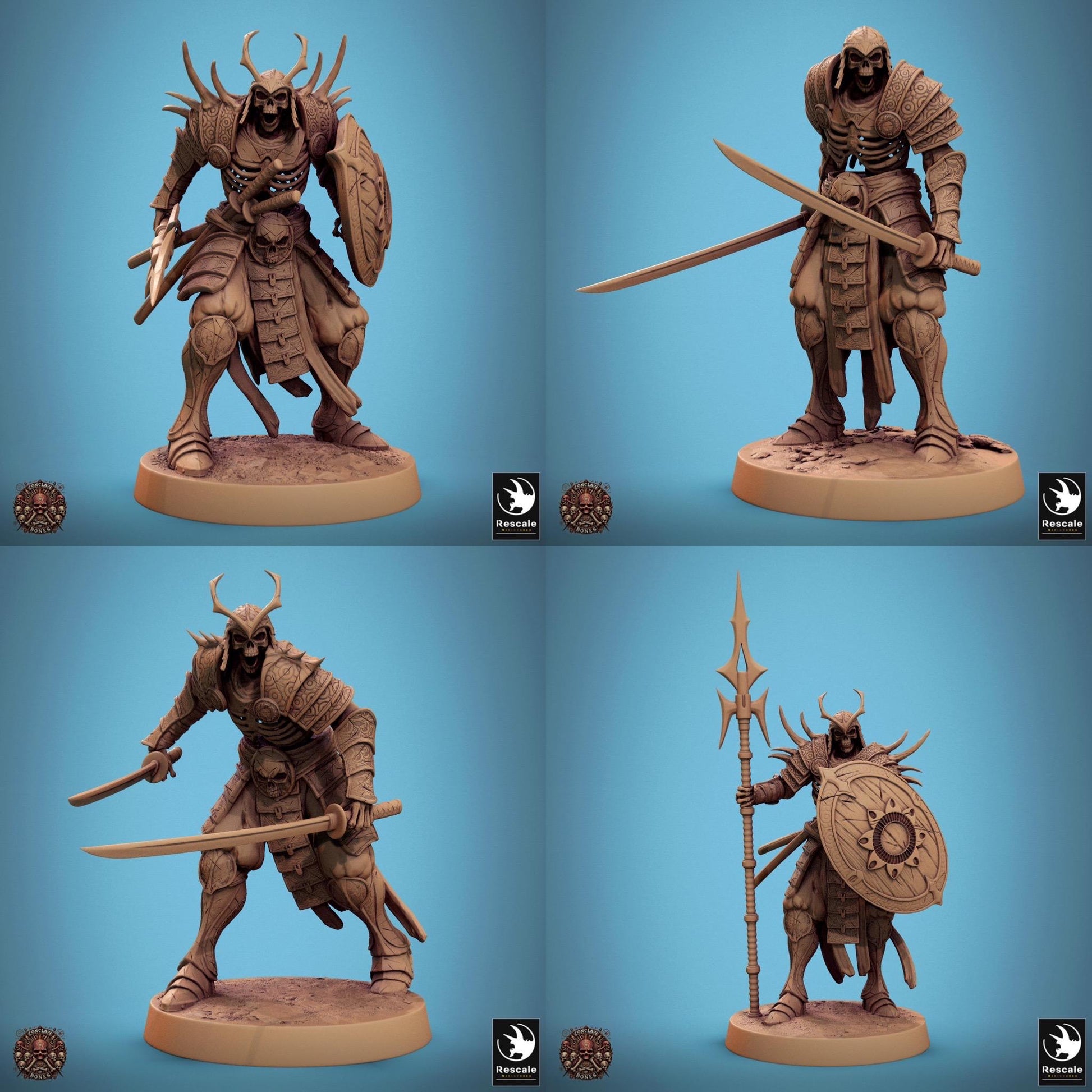 Oriental Skeleton Pack - set of 20 - Conclave of Bones (Sculpted by Rescale Miniatures)