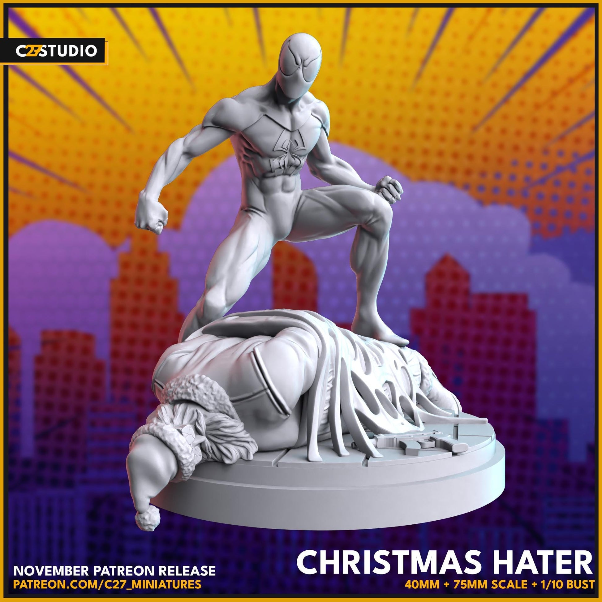 Scarlet Spider / Christmas Hater 40mm miniature (sculpted by C27 collectibles) (Crisis Protocol Proxy/Alternative)