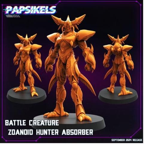 Battle Creature Zoanoid Hunter Absorber - Cyberpunk Miniature (sculpted by Papsikels)