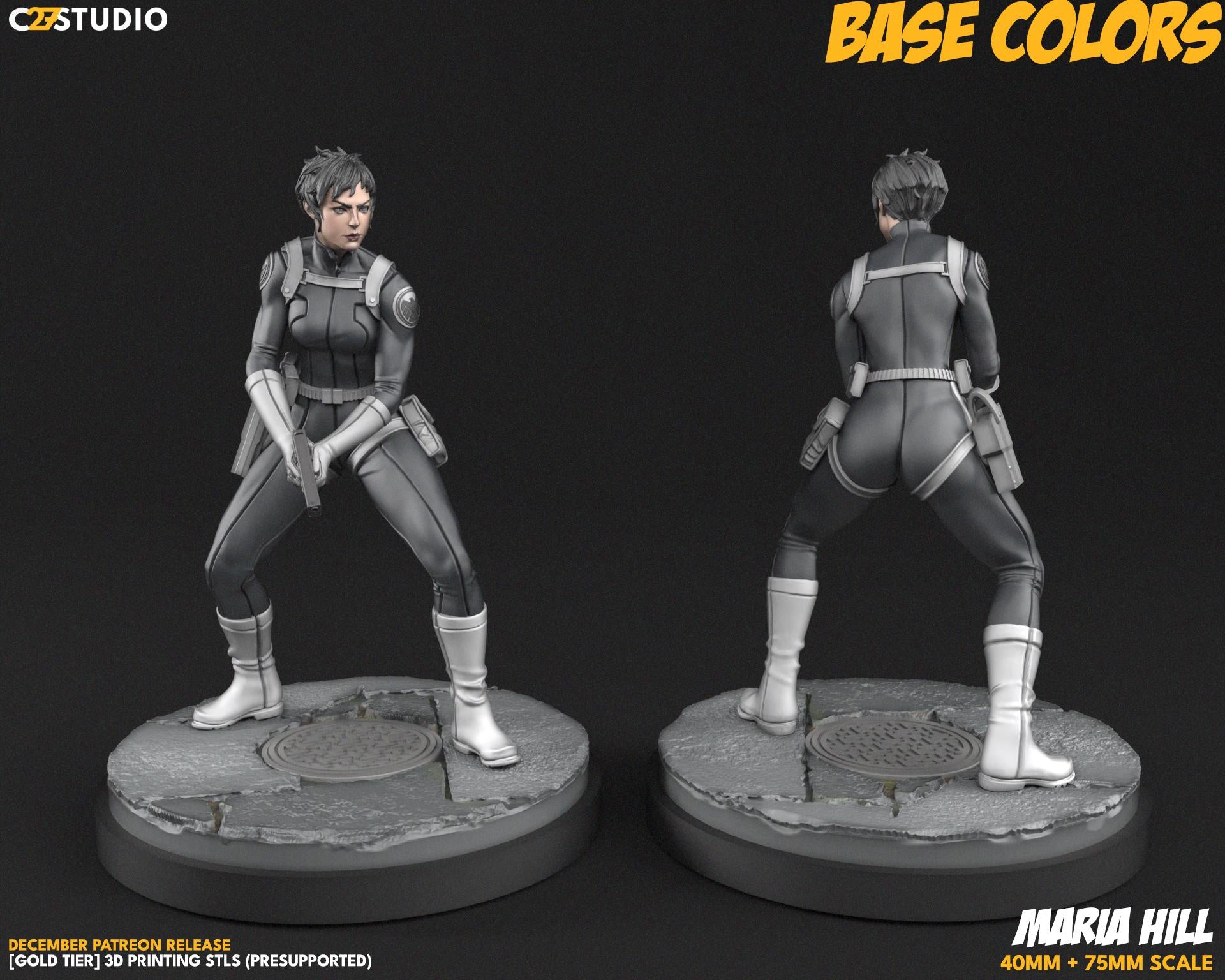 Maria Hill / No 1 Agent - 40mm miniature (sculpted by C27 collectibles) (Crisis Protocol Proxy/Alternative)