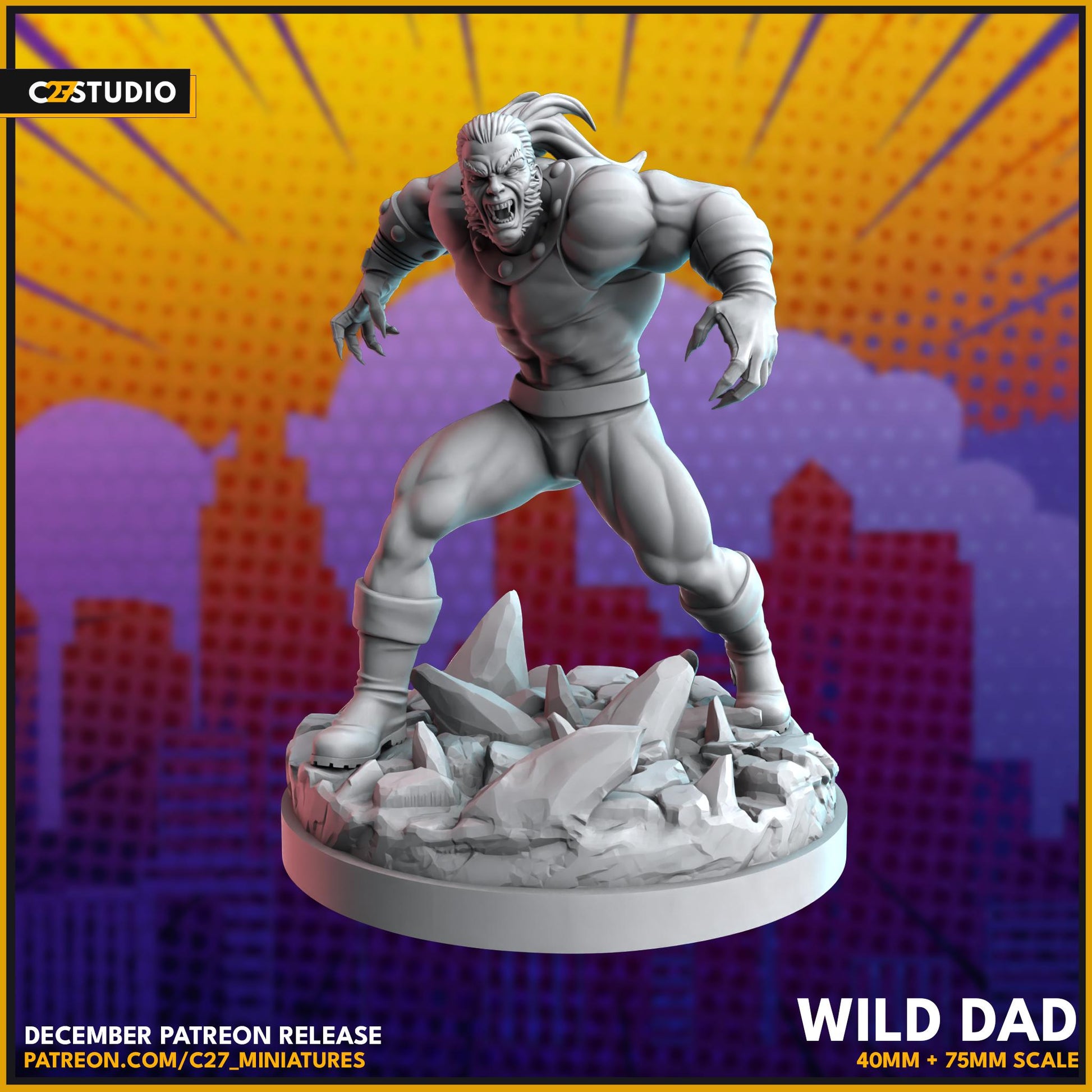 Sabretooth / Wild Dad - 40mm miniature (sculpted by C27 collectibles) (Crisis Protocol Proxy/Alternative)