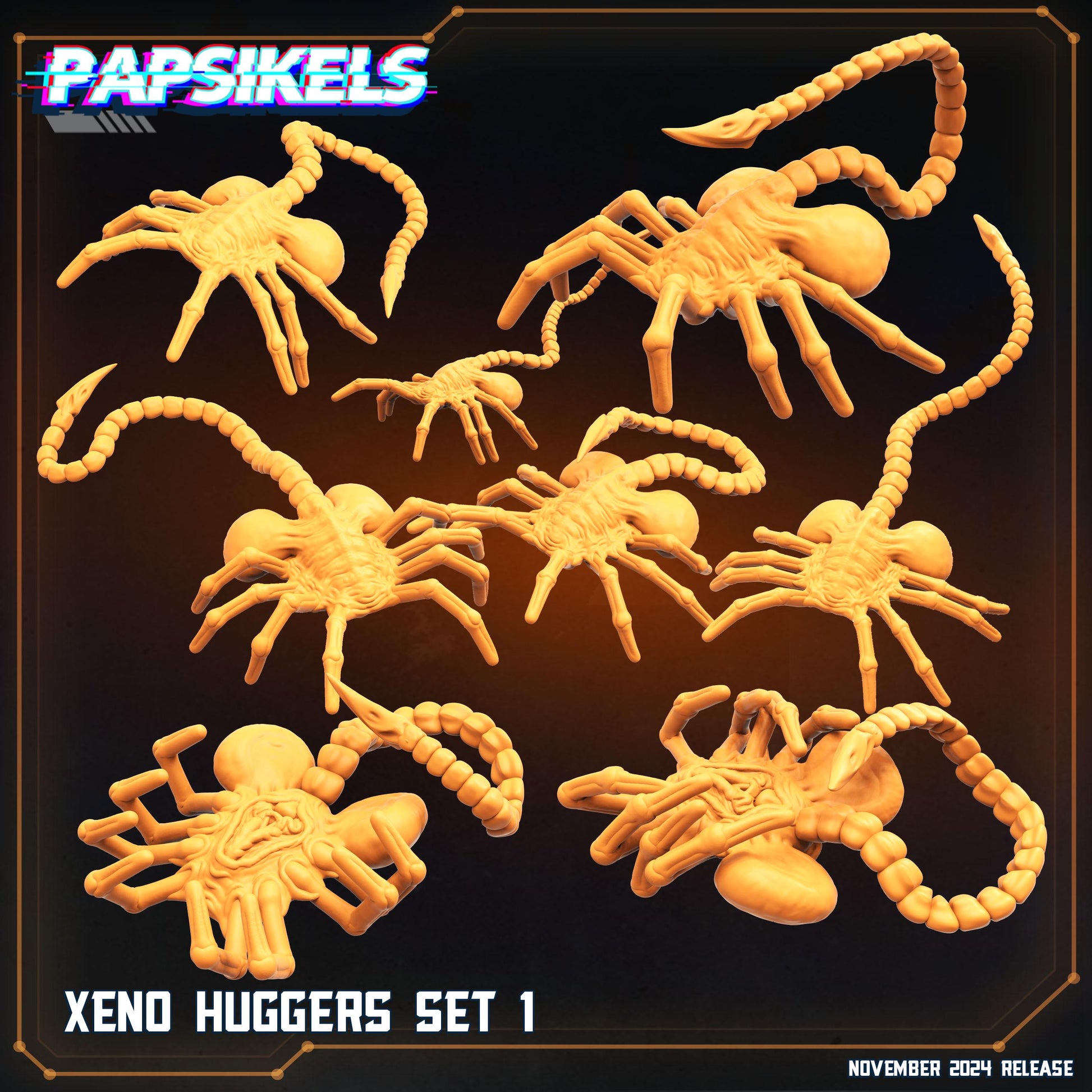 Xenomorph Alien Face Huggers - set of 8 (sculpted by Papsikels)