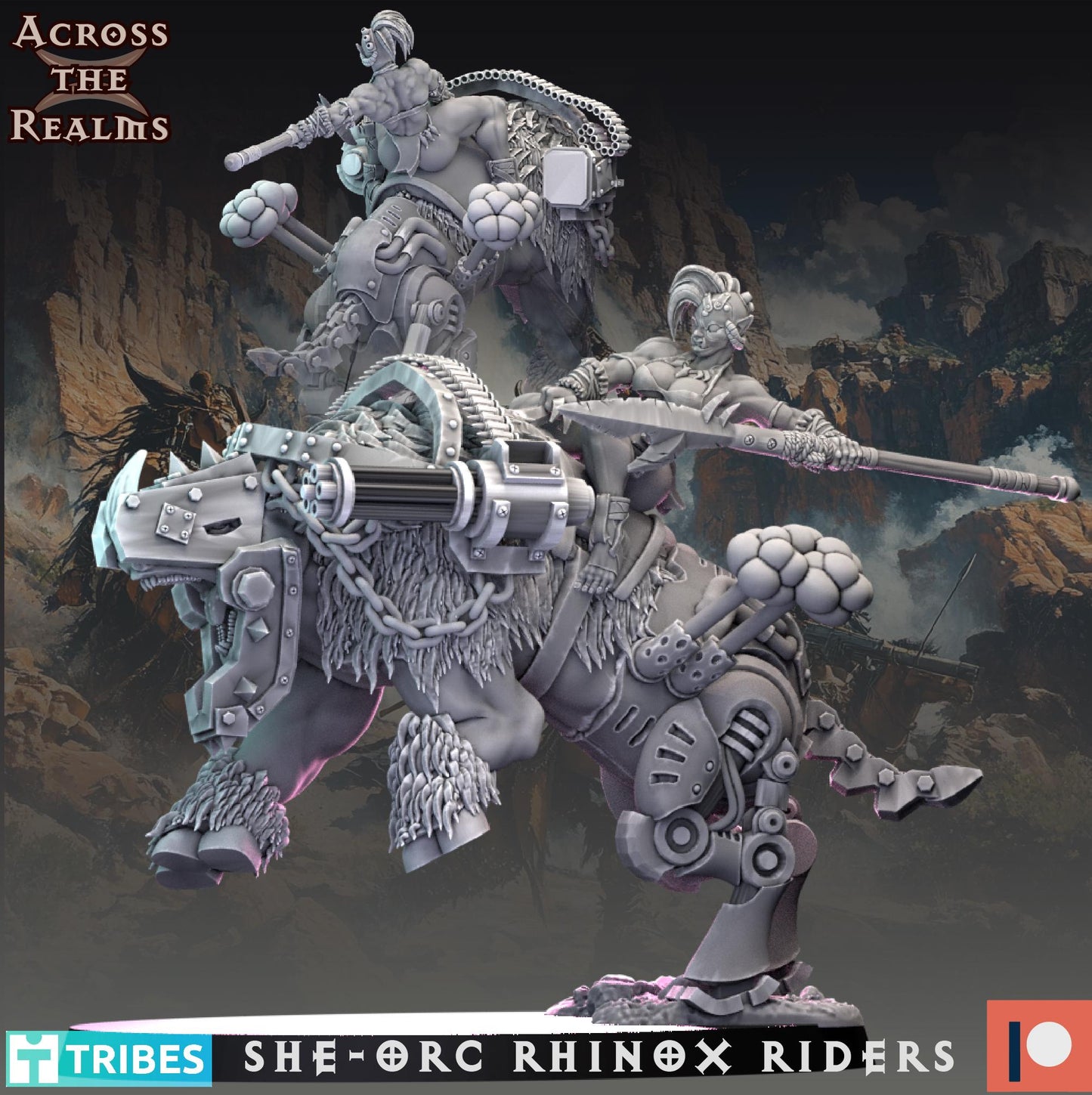 She-Orc Rhinox Riders (3 Models) - (sculpted by Across the Realms)