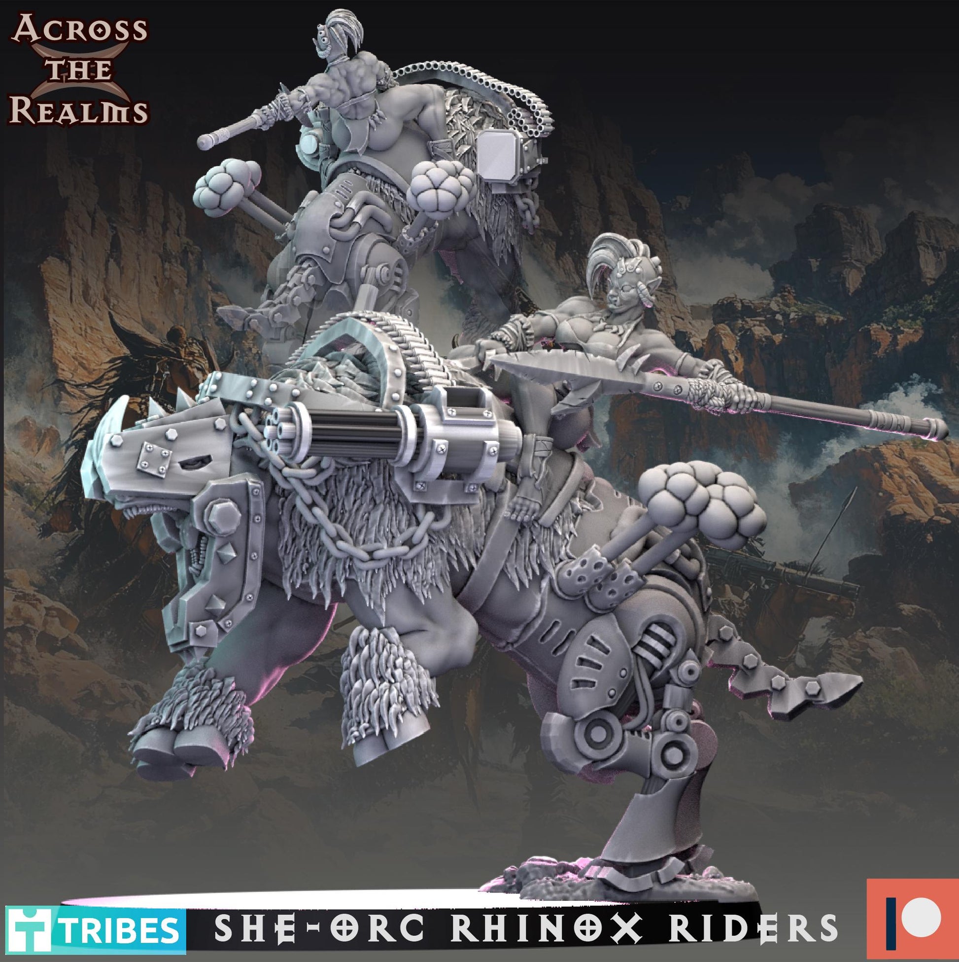 She-Orc Rhinox Riders (3 Models) - (sculpted by Across the Realms)